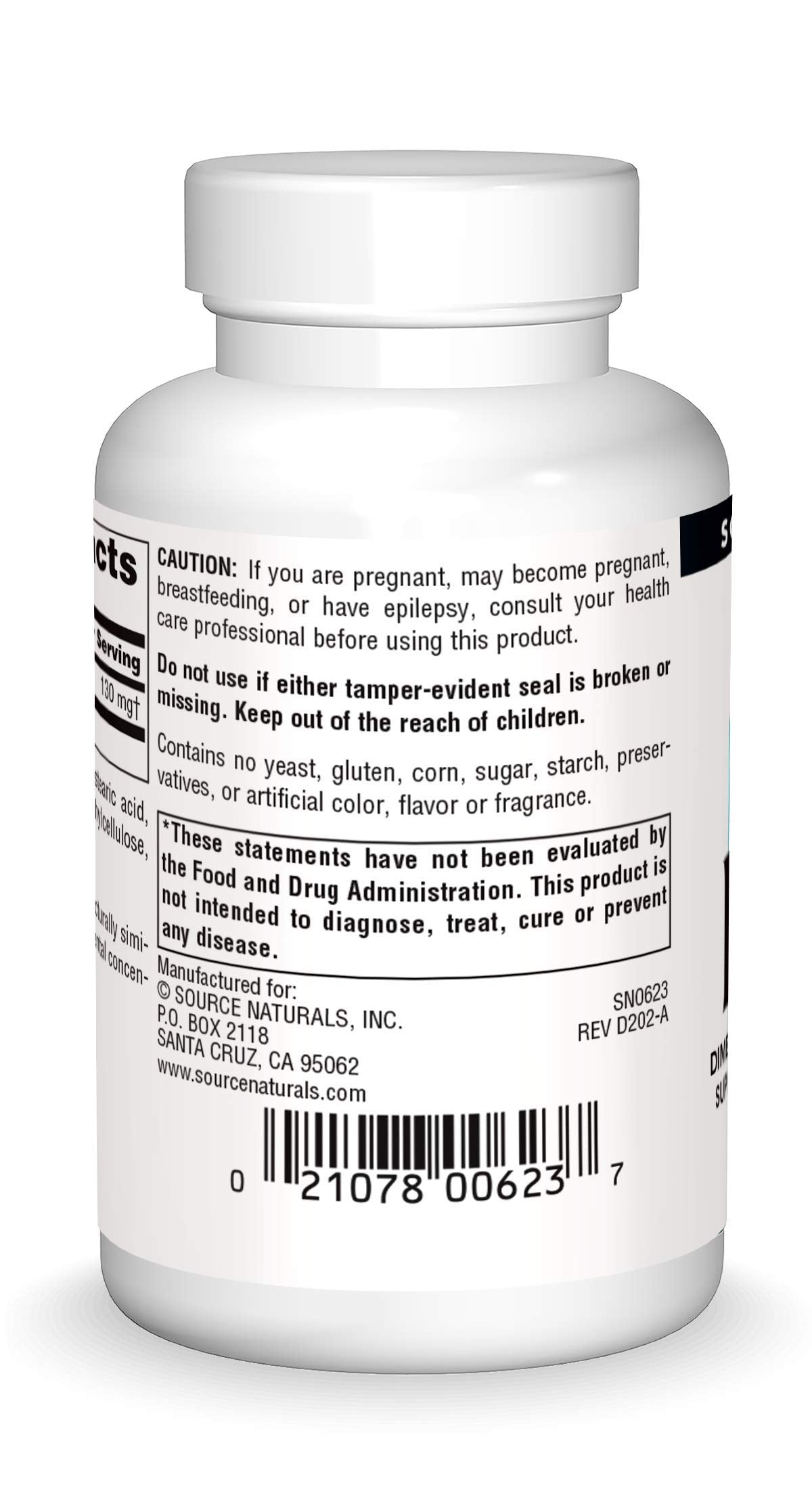 Source Naturals DMAE Dimethylaminoethanol Bitartrate Supports Mental Concentration 100 Tablets