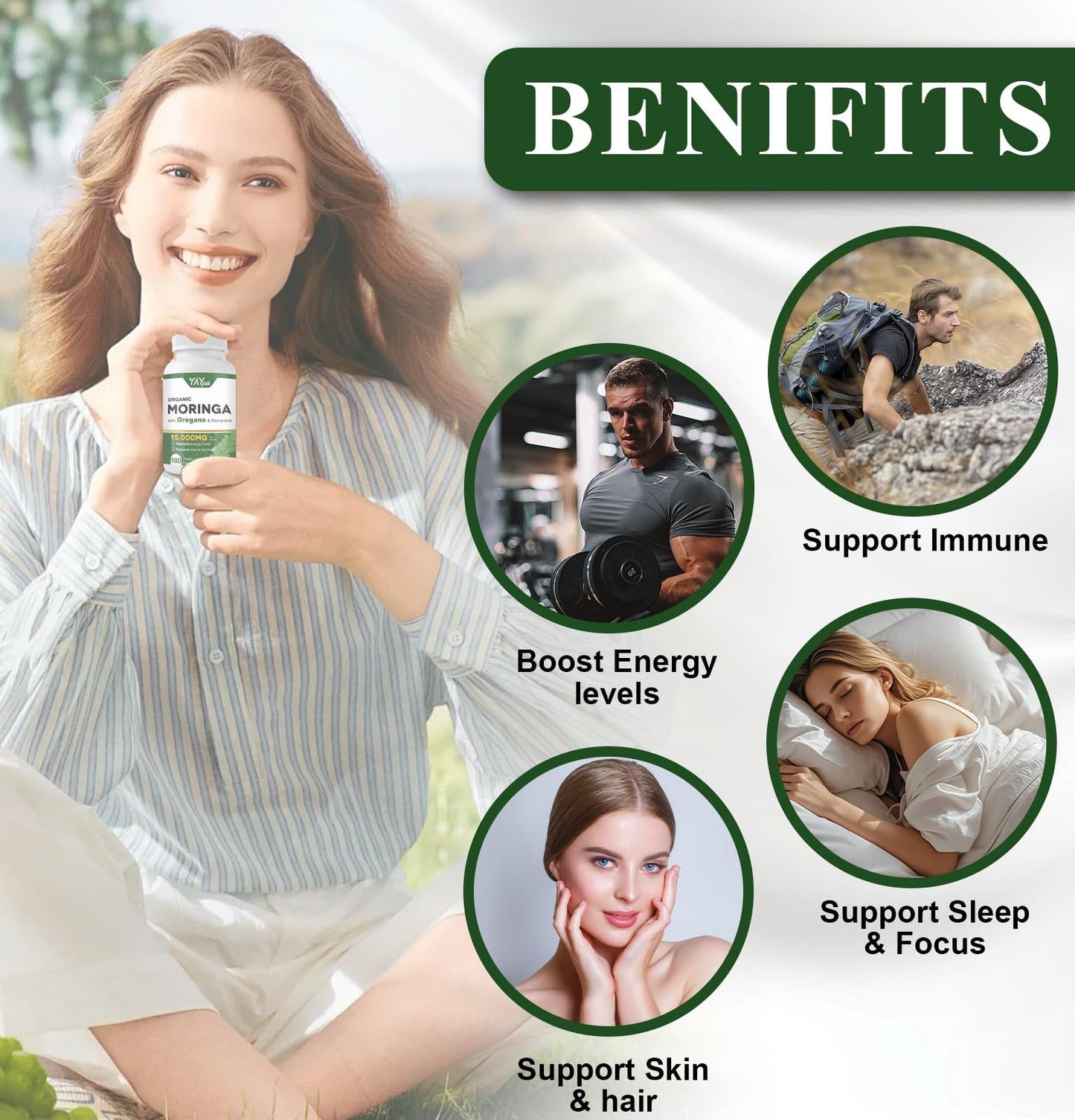 UXOEJIK Moringa Capsules 180 Count