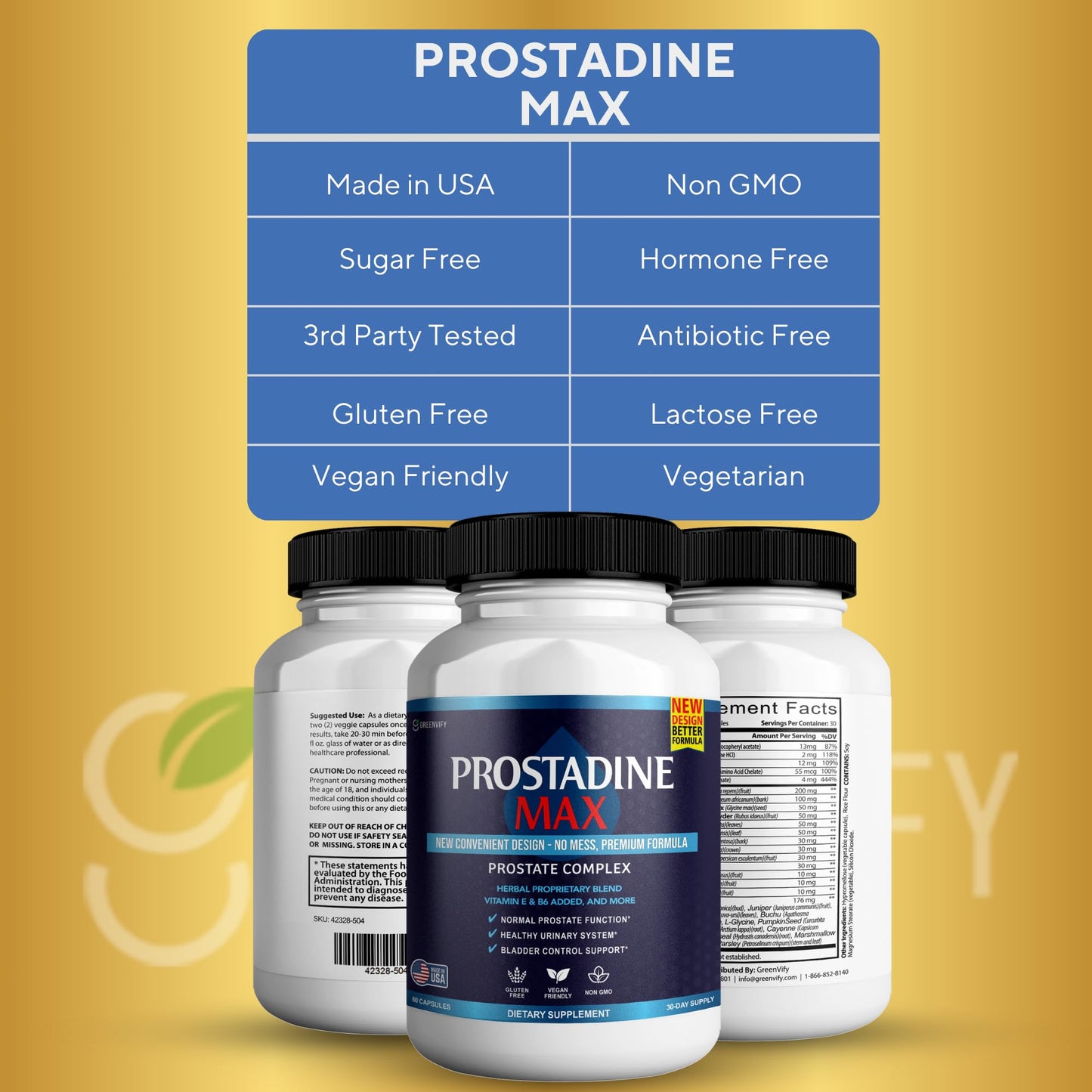 GREENVIFY Prostadine Max Prostate Supplements for Men 180 Capsules
