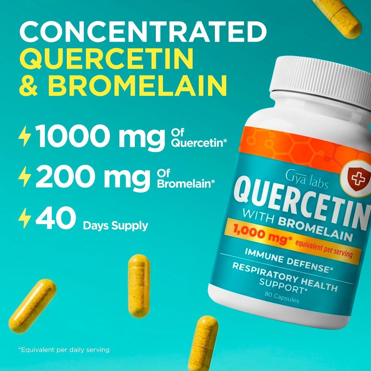 Gya Labs Quercetin with Bromelain Capsules - 80 Count