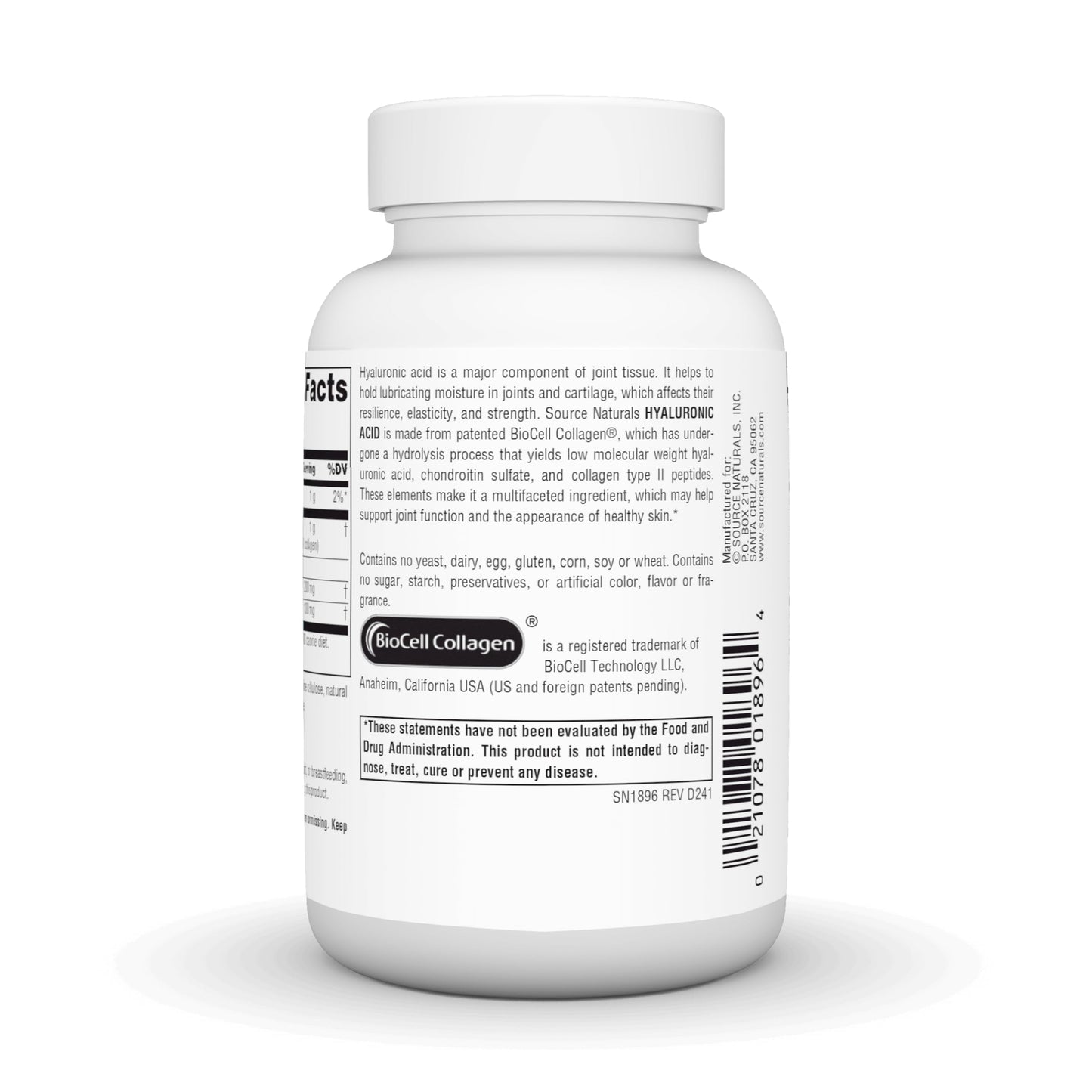 Source Naturals Hyaluronic Acid 50 mg Capsules, 30 Count
