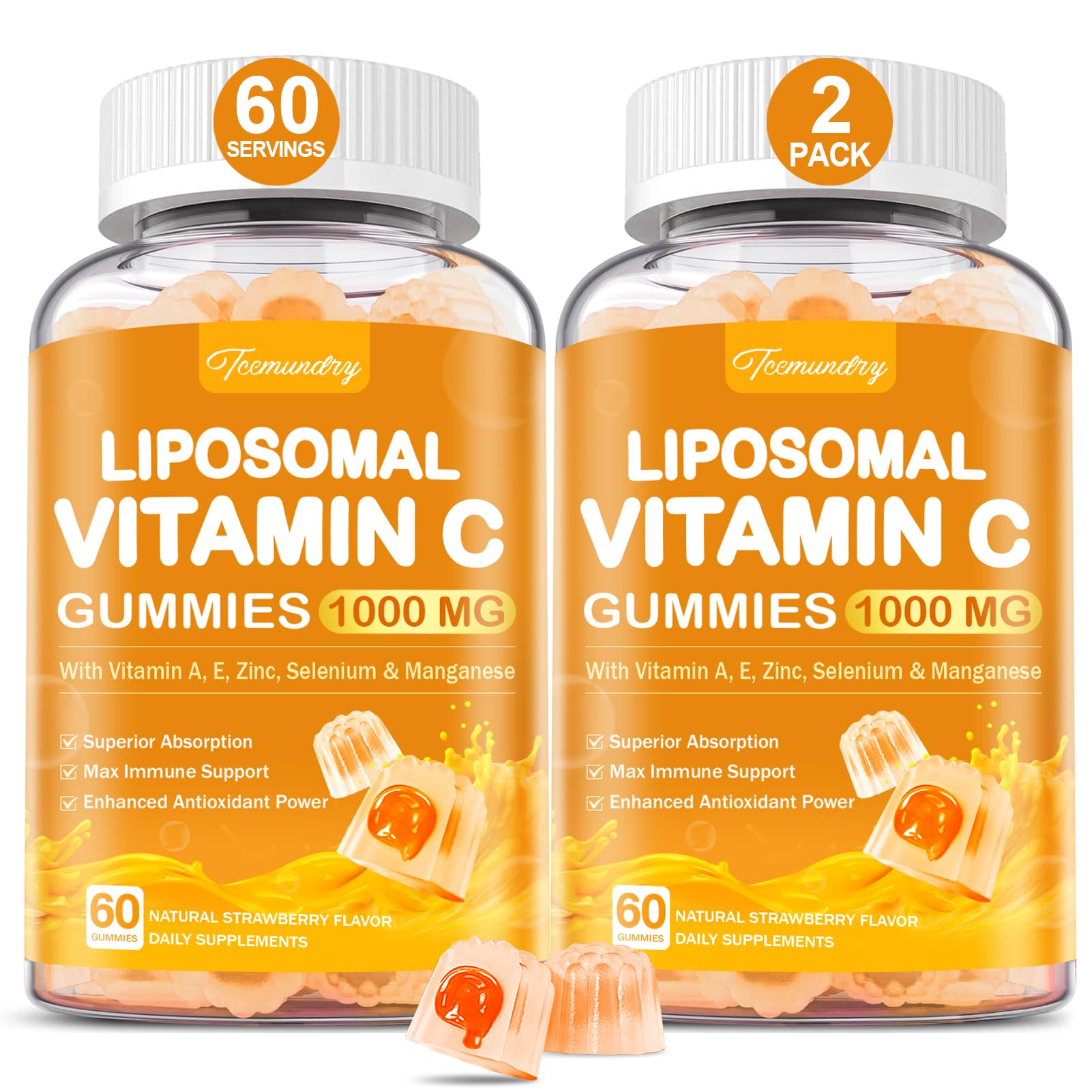 Tcemundry Liposomal Vitamin C Gummies 1000mg, 120 Count