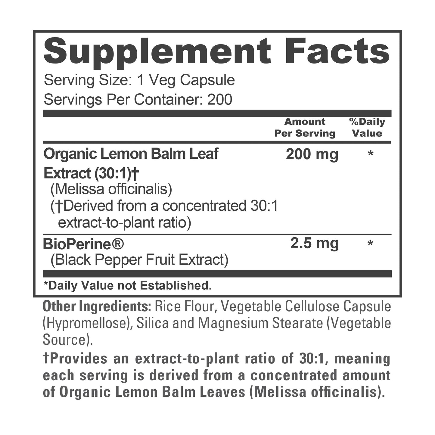 NusaPure Lemon Balm Capsules 200