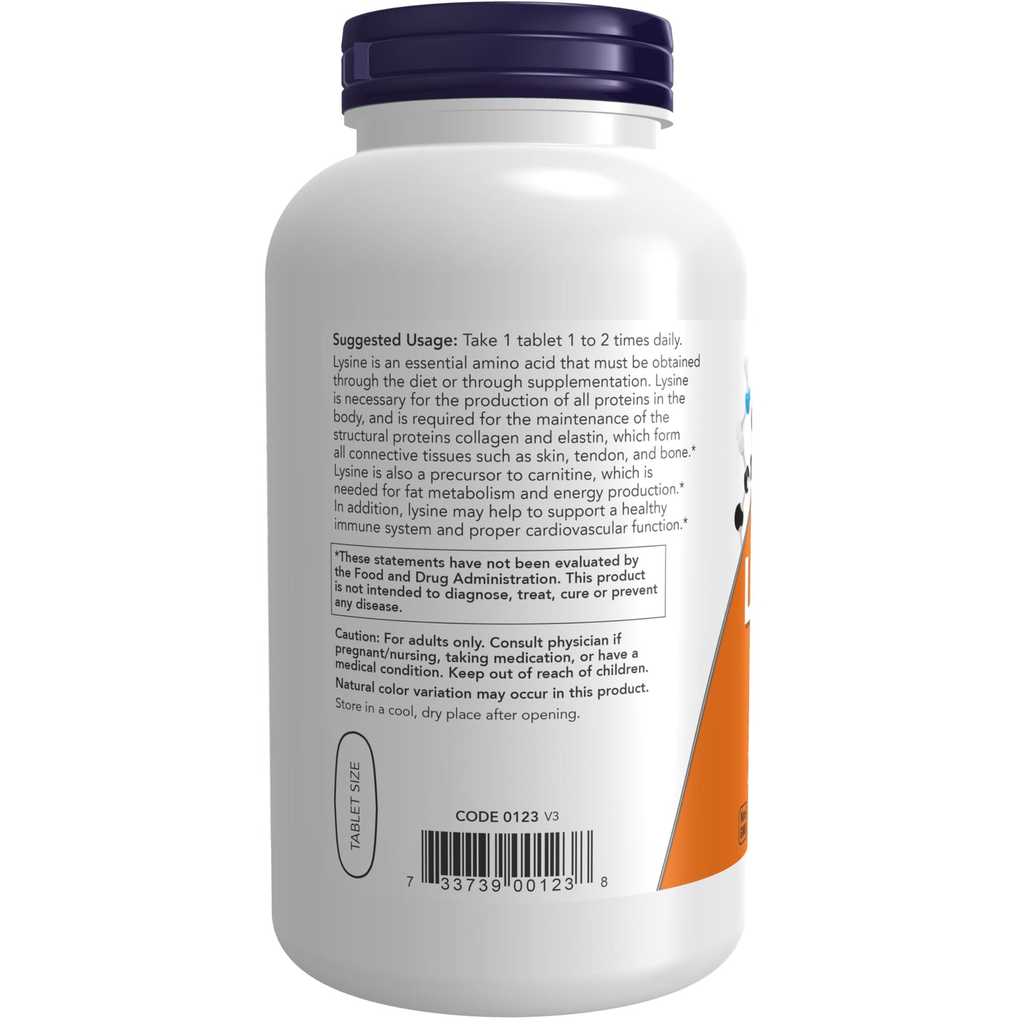 NOW Foods L-Lysine (L-Lysine Hydrochloride) 1000 mg Tablets, 250 Tablets