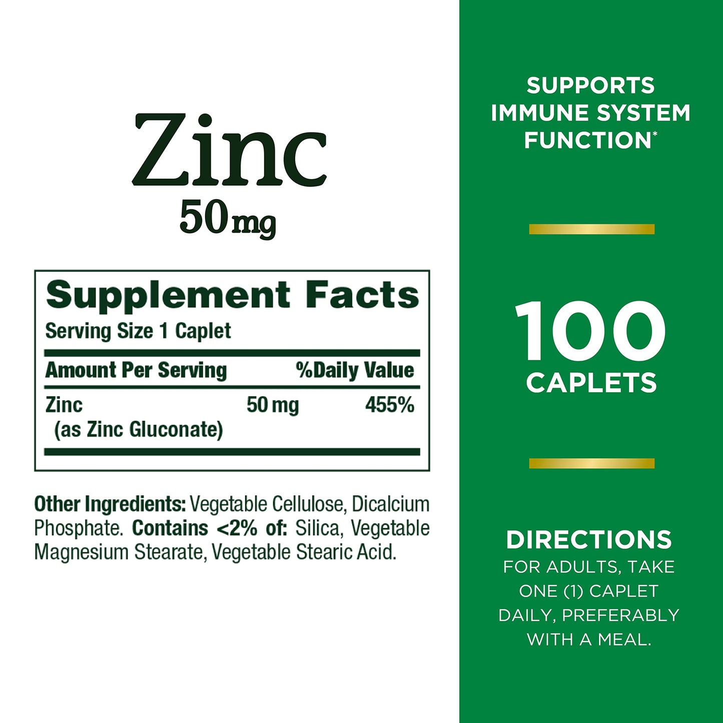 Nature's Bounty Zinc 50mg Immune System, Skin, & Antioxidant Health Support Contributes to DNA Formation, Capsules, 300 Count