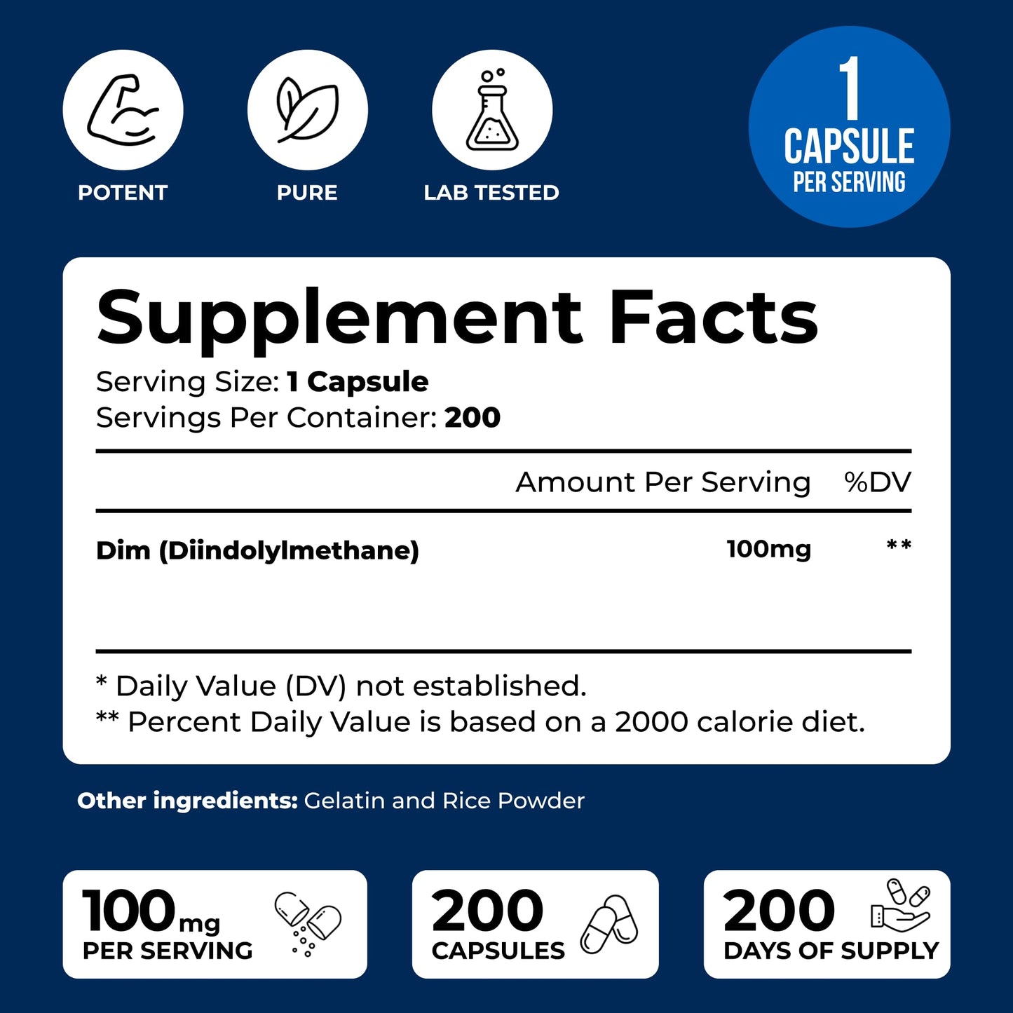 We Like Vitamins DIM 100mg Diindolylmethane DIM Supplement for Hormone Support Capsules 200