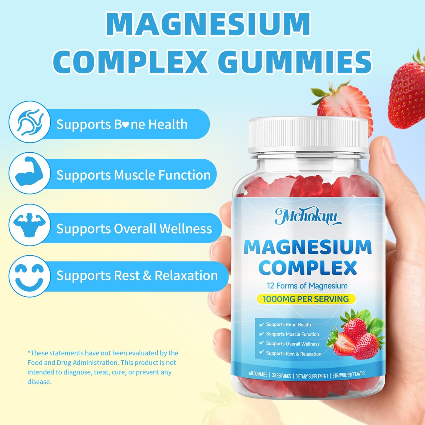 Mchokuu Magnesium Complex Gummies 1000mg, 60 Count