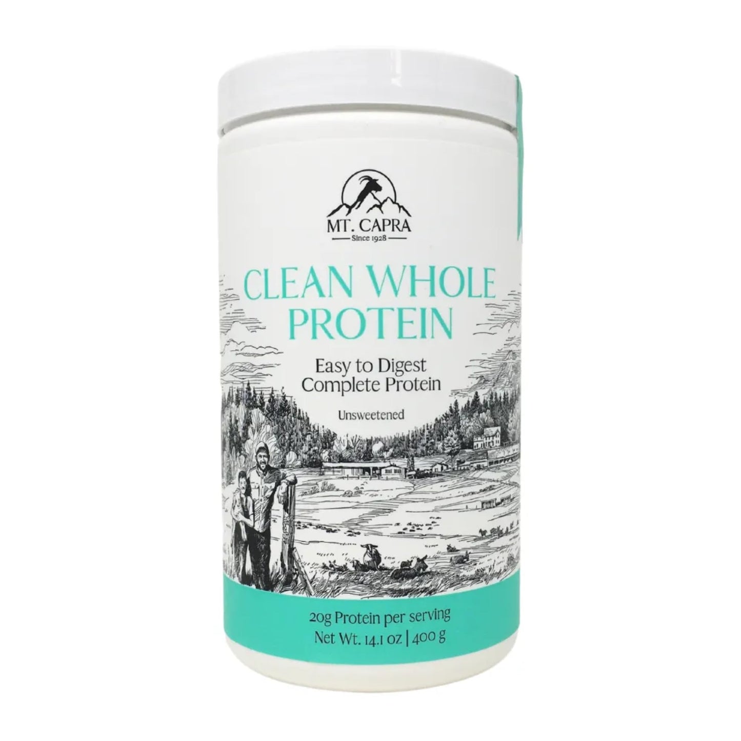 Mt. Capra Clean Whole Protein Powder, Grass-Fed Goat Protein with Whey and Casein, 14.11 oz