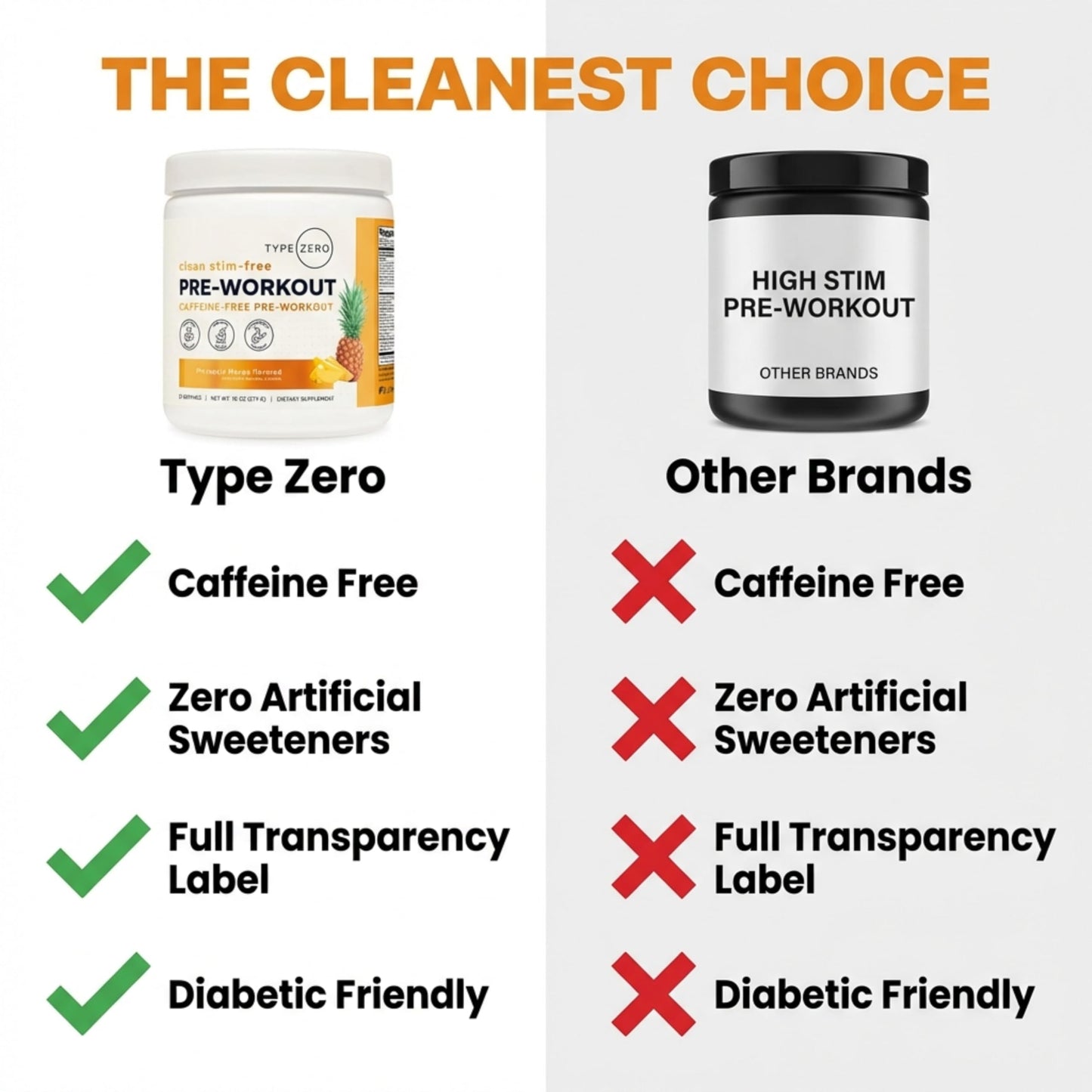 Type Zero Clean Stim Free Pre Workout Powder 21 Servings