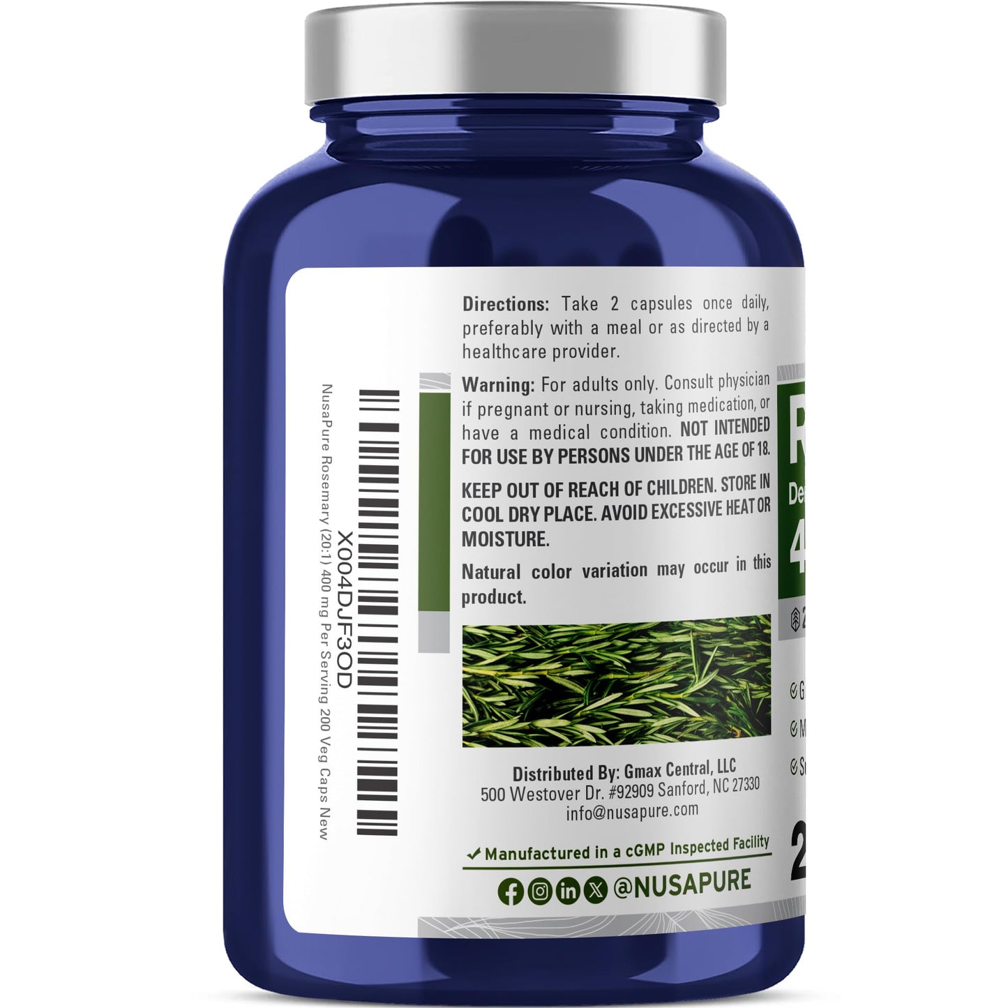NusaPure Rosemary Capsule 200 Veg Capsules