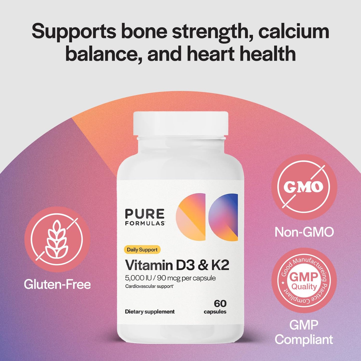 PureFormulas Vitamin D3 K2 Supplement Capsule 60 Capsules