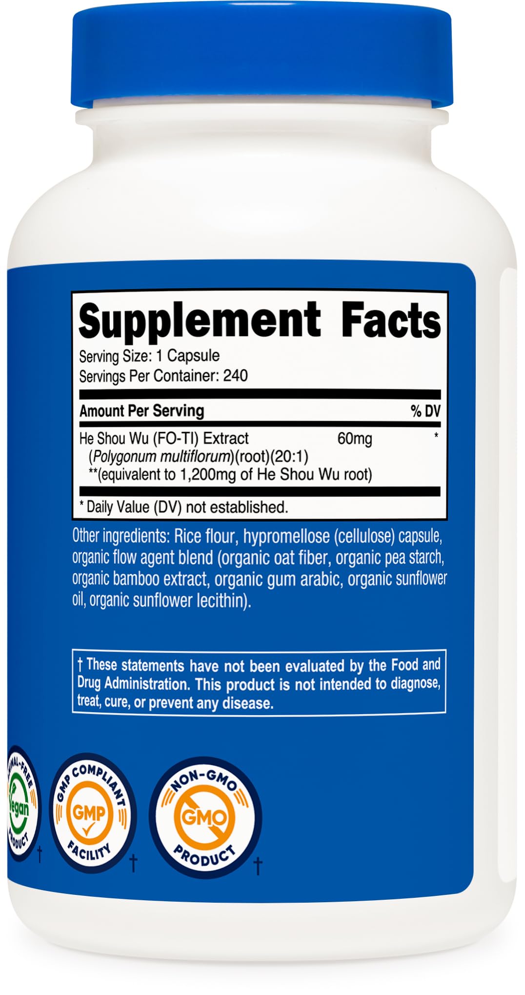 Nutricost He Shou Wu Root Supplement Capsules, 240 Count
