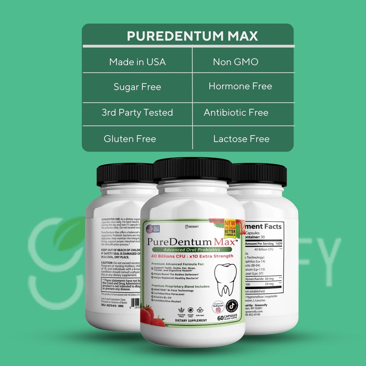 ProDentim Max Puredentum Max for Gums and Teeth Health & Fresh Breath - 40 Billion CFU Advanced Oral Probiotics for Mouth Bad Breath Capsule, 60 Count