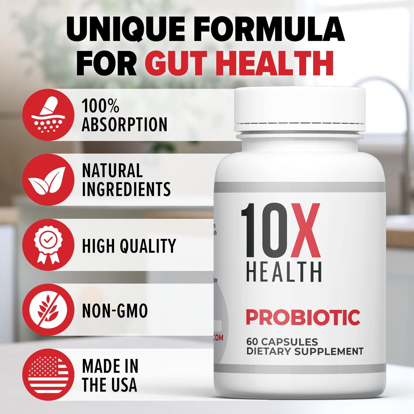 10X Health System Probiotics for Men, 60 Capsules