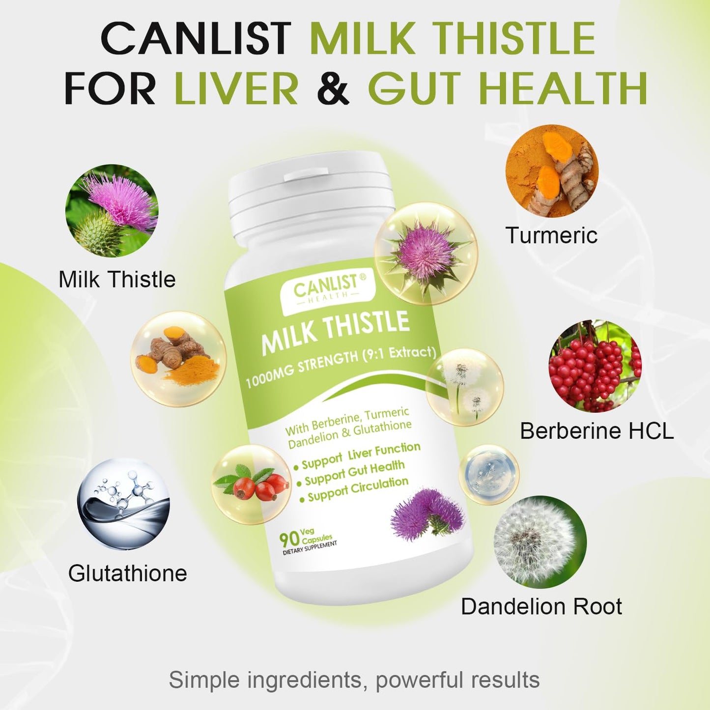 CANLIST Milk Thistle Capsules 1000mg Potent 9:1 Extract, Liver Health Support, Detox & Cleanse, Antioxidant & Gut Health, Non-GMO, Gluten-Free, 90 Capsules