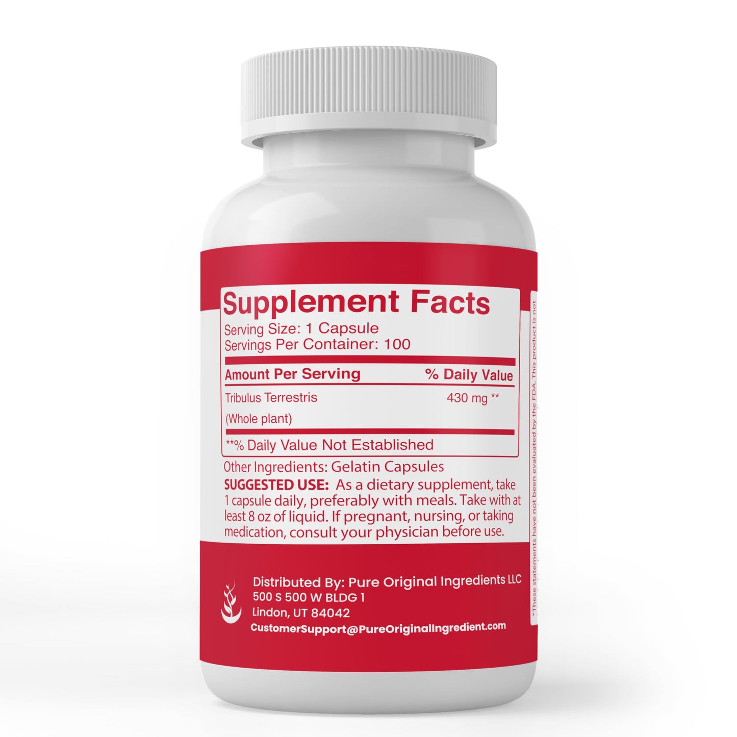 PURE ORIGINAL INGREDIENTS Tribulus Terrestris Capsules, 100 Count