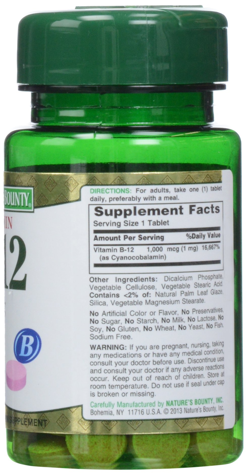 Nature's Bounty Vitamin B-12 1000 mcg Tablets, 100 Count