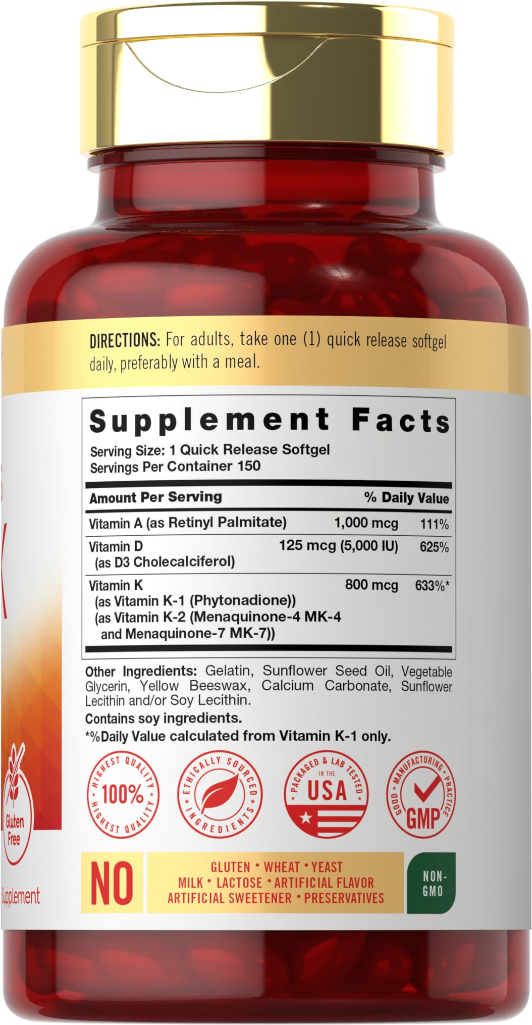 Carlyle Vitamin ADK Supplement Softgels, 150 Count