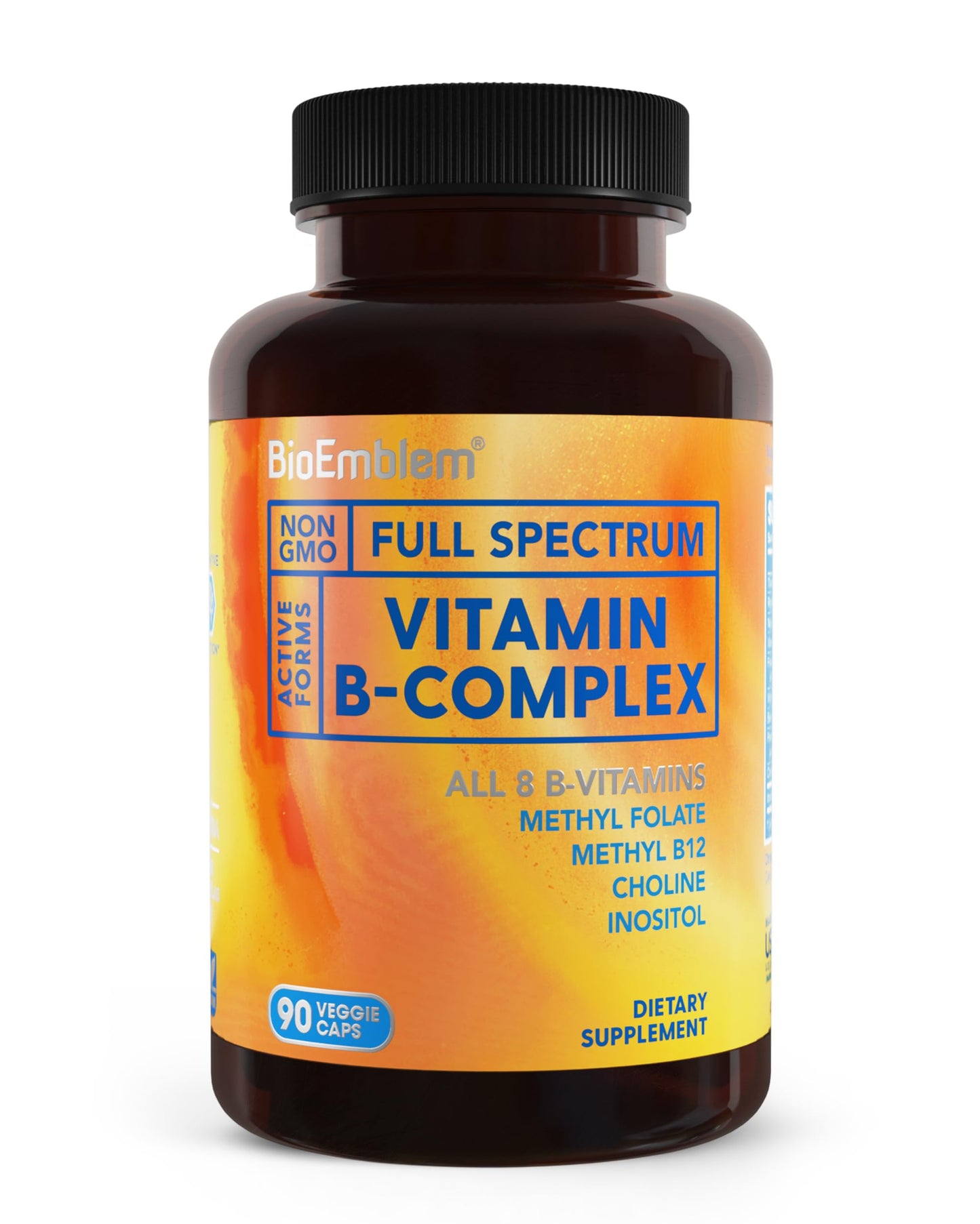 BioEmblem Vitamin B-Complex, 8 Active Forms Including Methyl, 90 Capsules