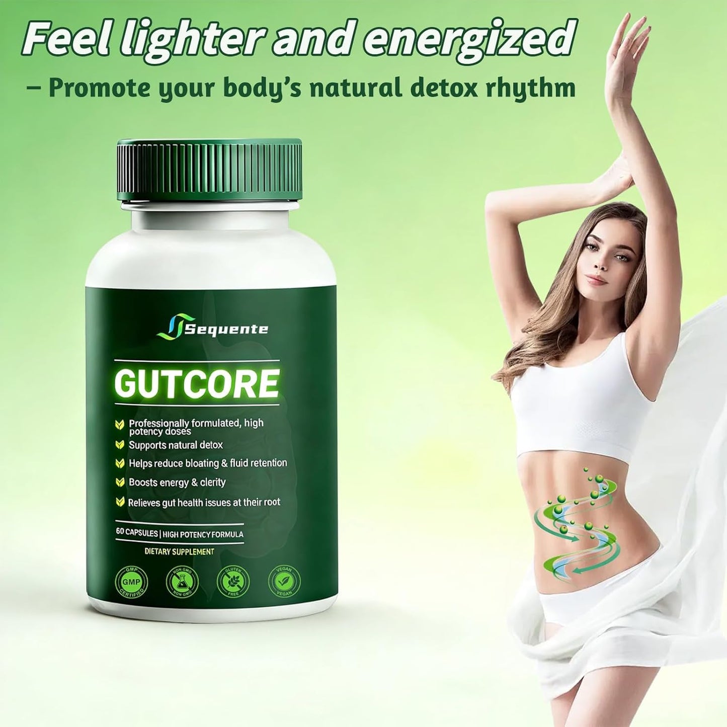 Glowrizon Sequente GutCore Max Strength Gut Drainage Capsules 60 Count
