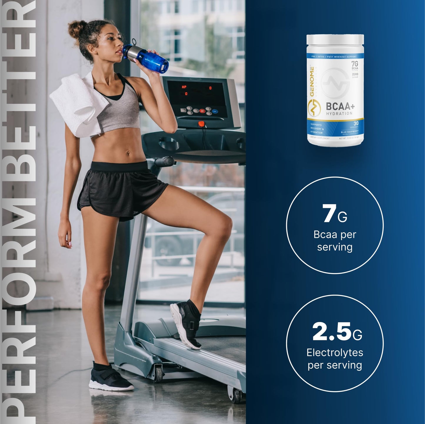GENOME ESSENTIALS BCAA Powder + Hydration Electrolyte Formula, 24.04 oz