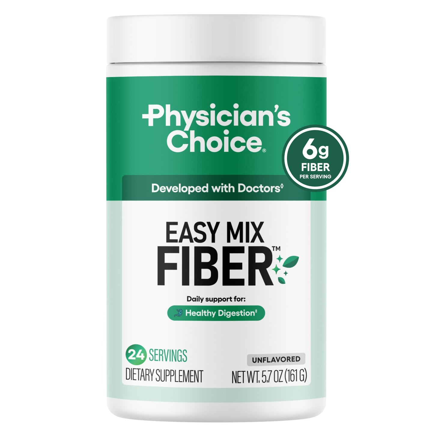 Physician's CHOICE Easy Mix Fiber for Digestive Health & Regularity Powder 5.7 oz