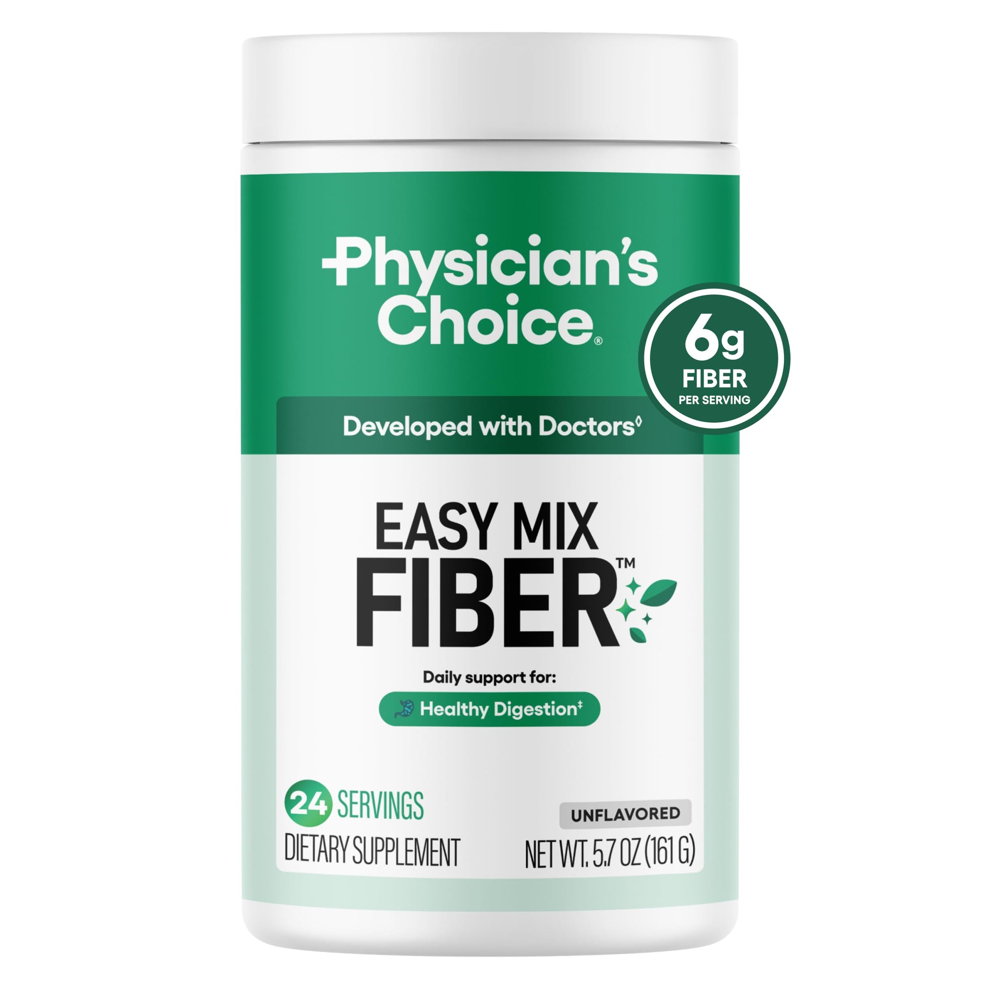 Physician's CHOICE Easy Mix Fiber for Digestive Health & Regularity Powder 5.7 oz