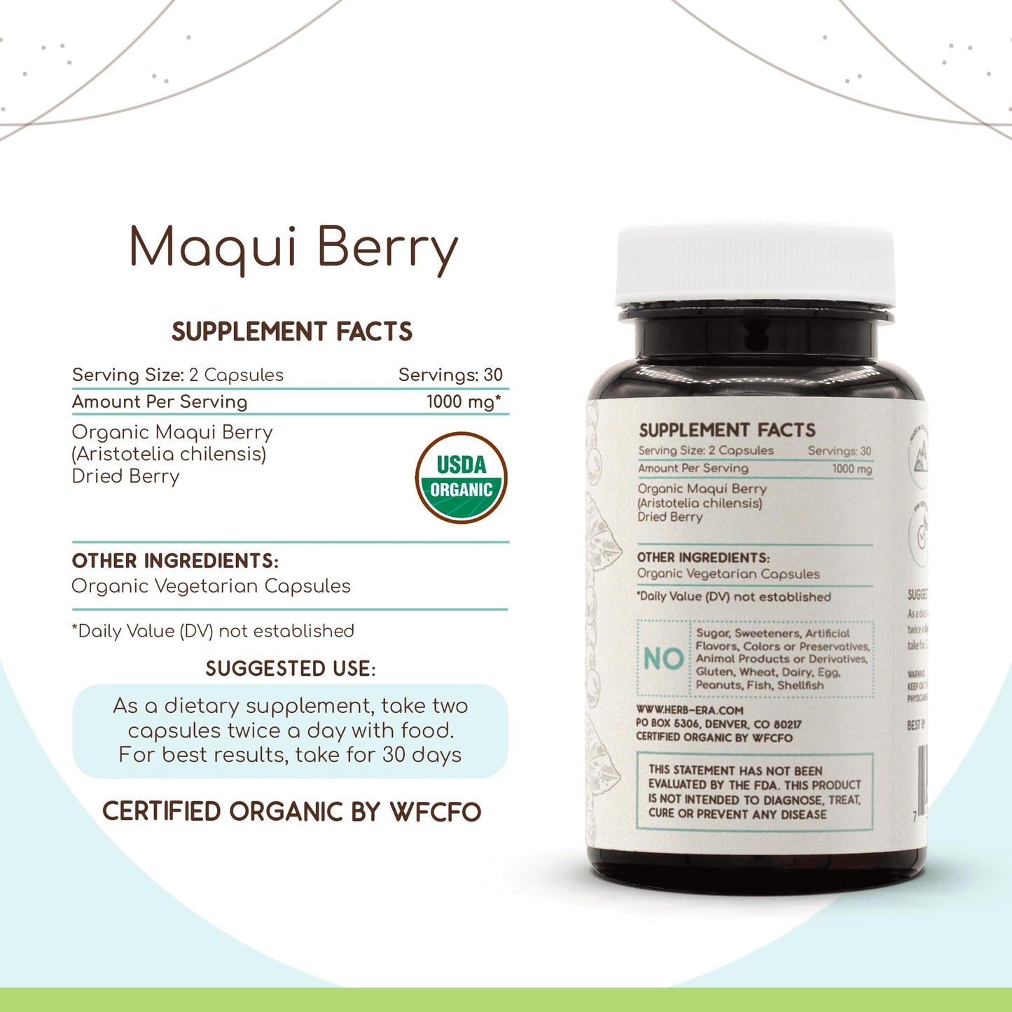 HerbEra Maqui Berry 500 mg Capsules, 60 Count