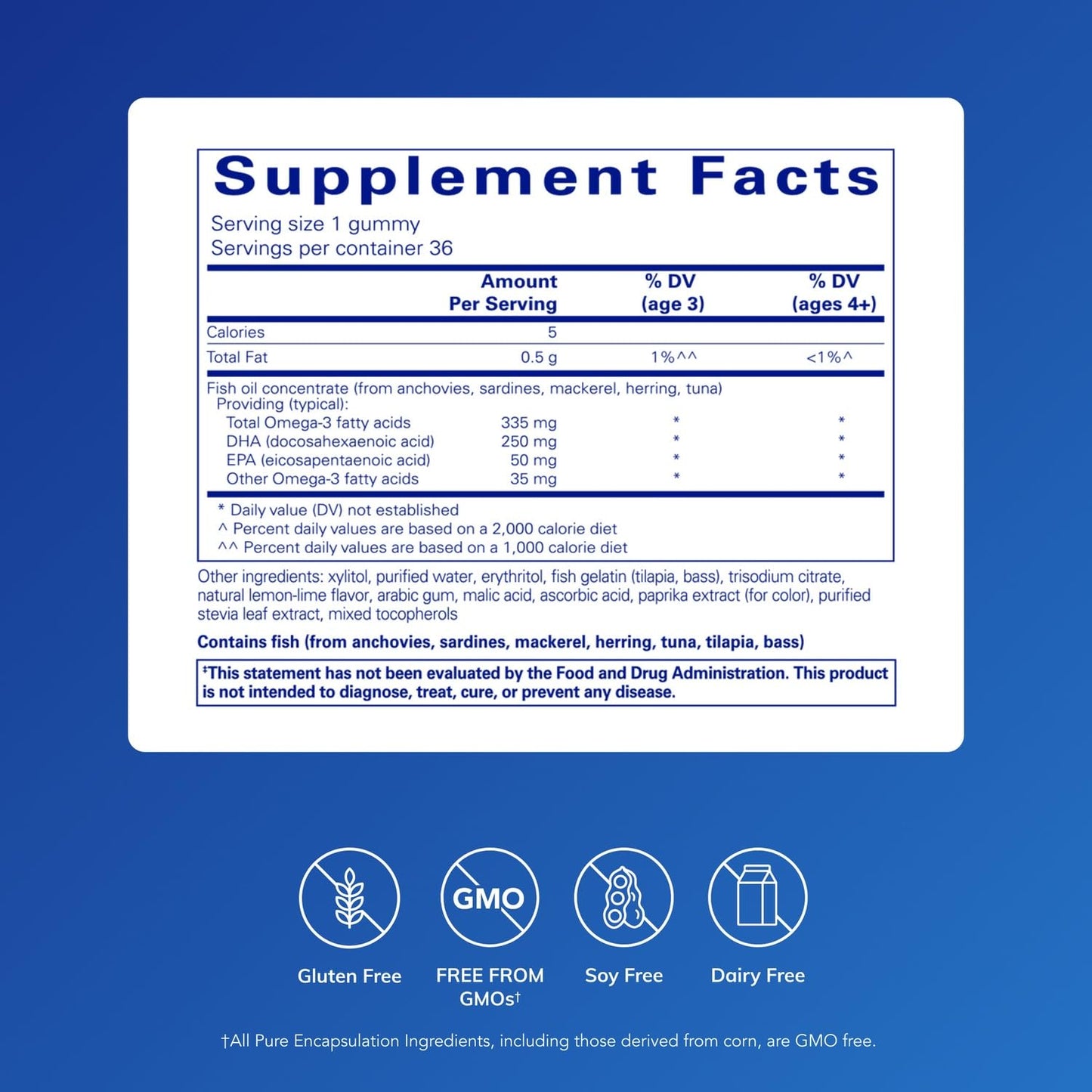 Pure Encapsulations PureNutrients EPA/DHA Gummy 36 Gummies