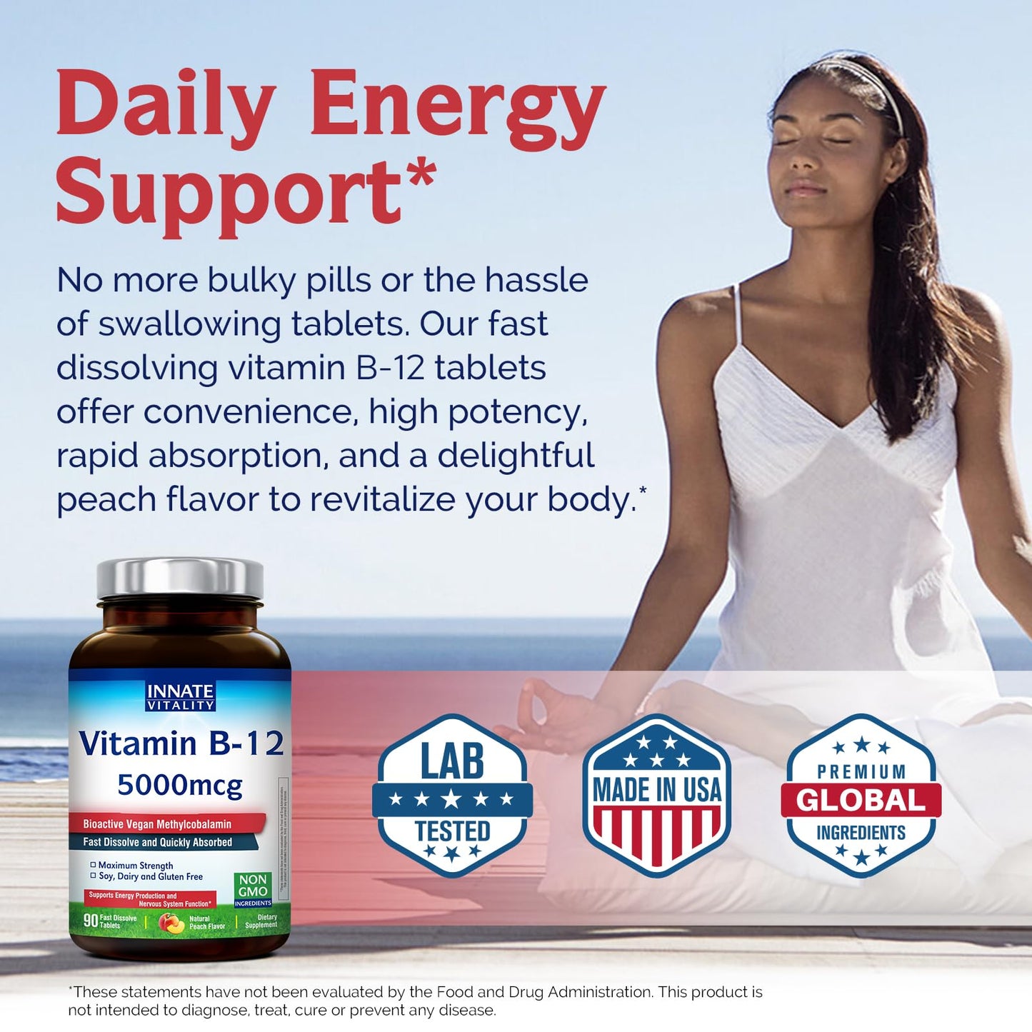 Innate Vitality Vitamin B12 5000mcg Tablet, 90 Tablets