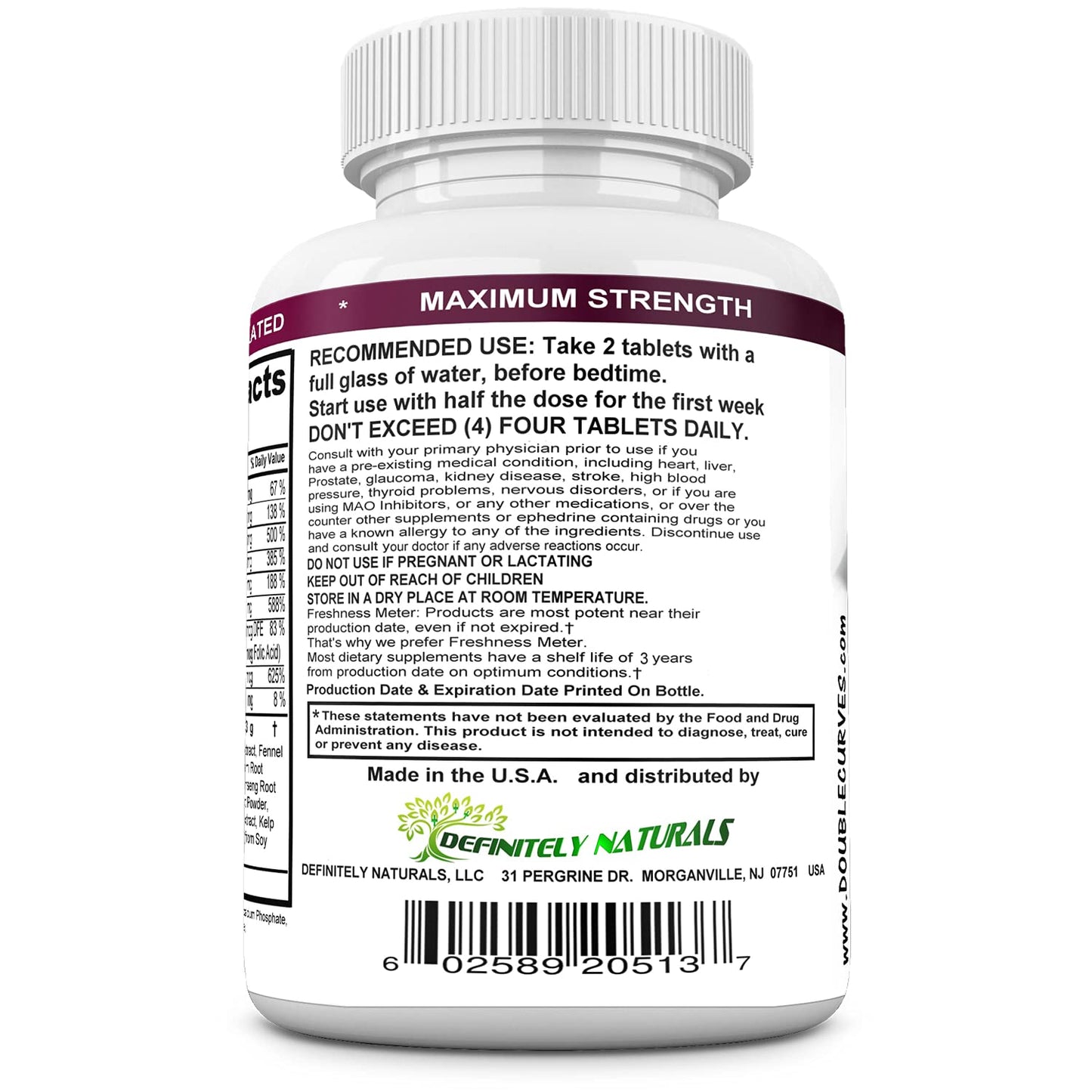 DEFENITELYNATURALS Double Curves Natural Butt Enlargement Formula 60 Tablets