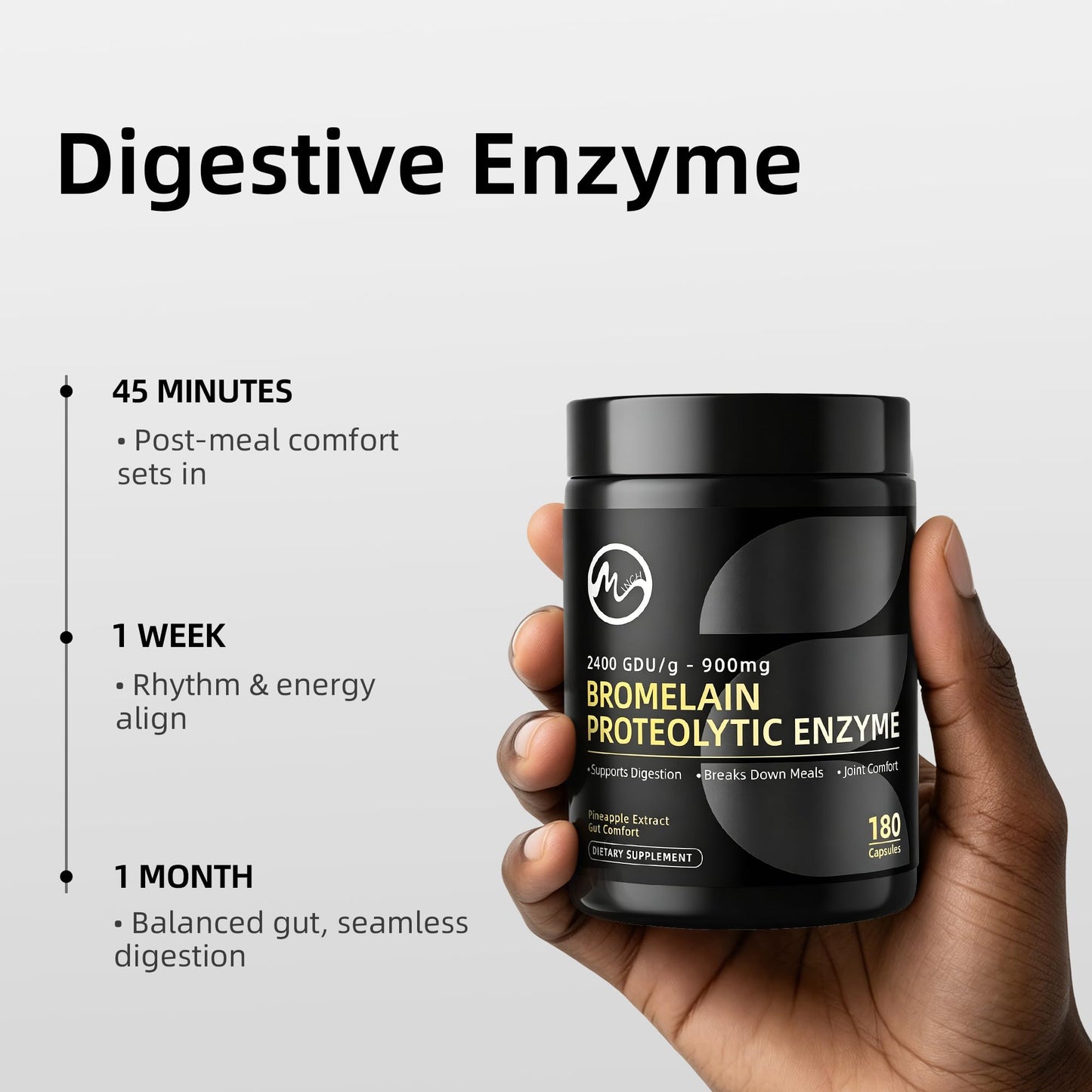 M inch Bromelain 900mg 2400 GDU/g Pineapple Enzyme Capsule 360 Count