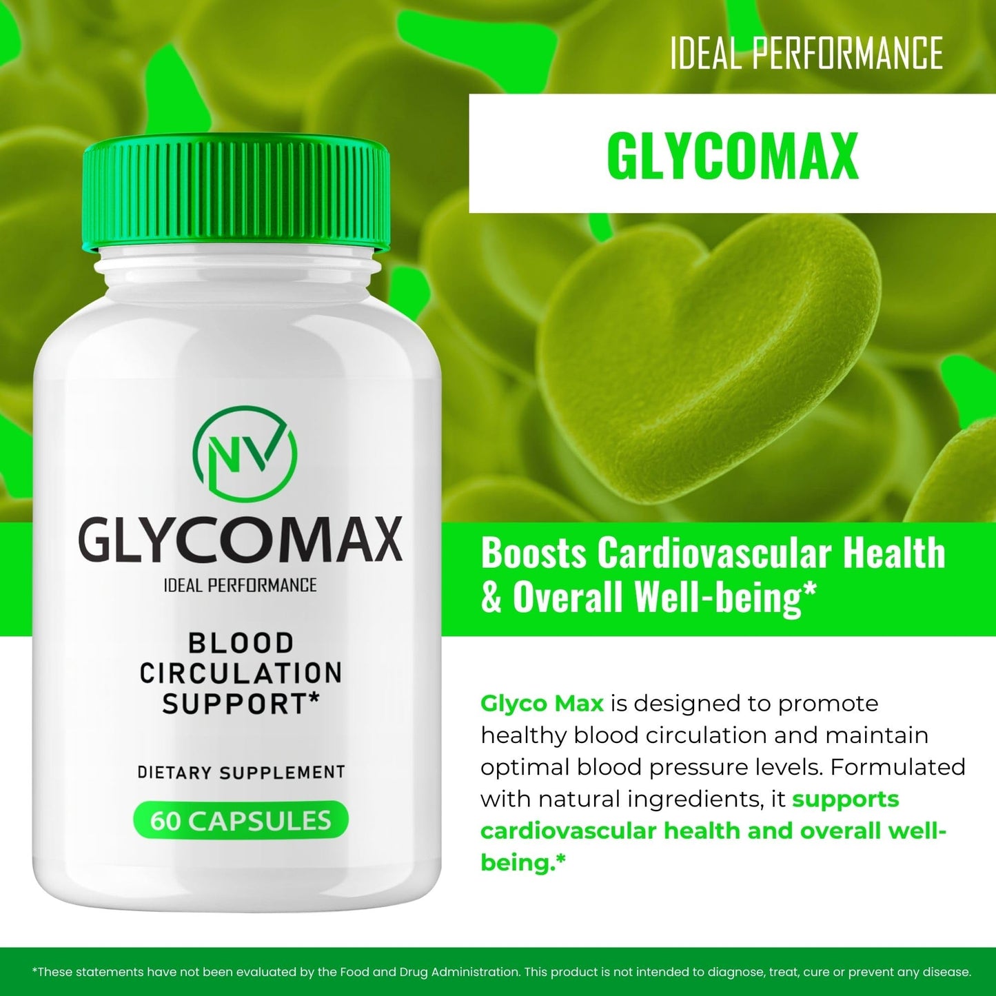 IDEAL PERFORMANCE GlycoMax Advanced Blood Formula Capsules, 300 Capsules