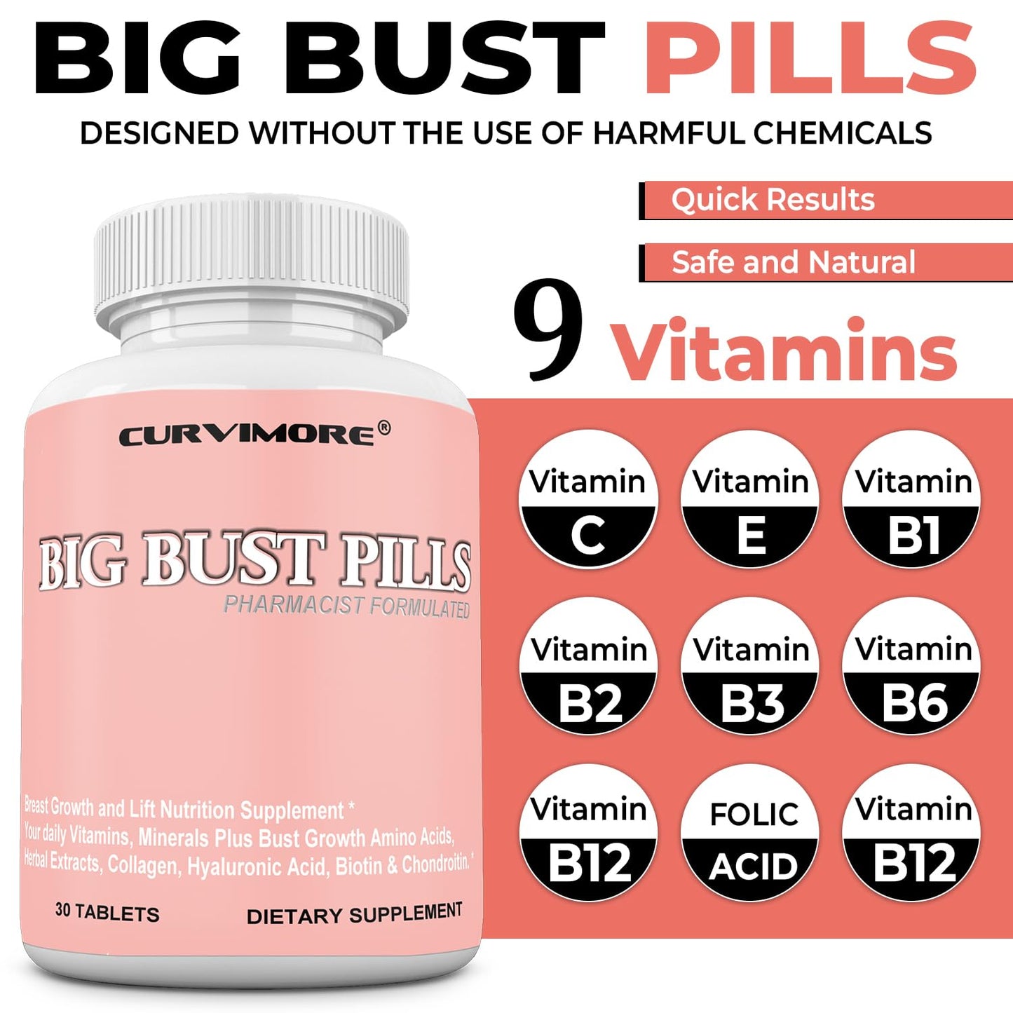 CURVIMORE Big Bust Pills V2 Tablets, 30 Count