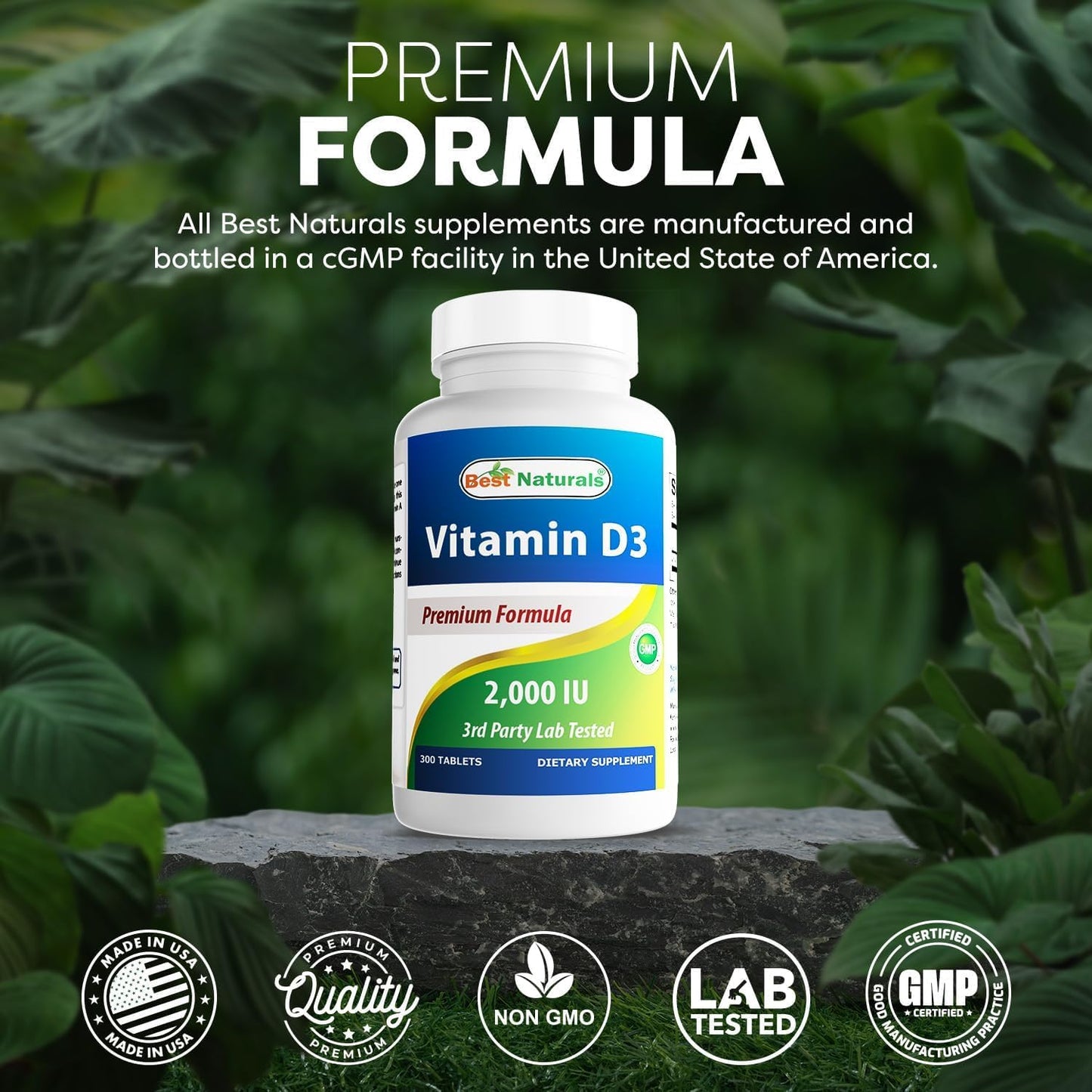 Best Naturals Vitamin D3 2000 IU, 300 Tablets