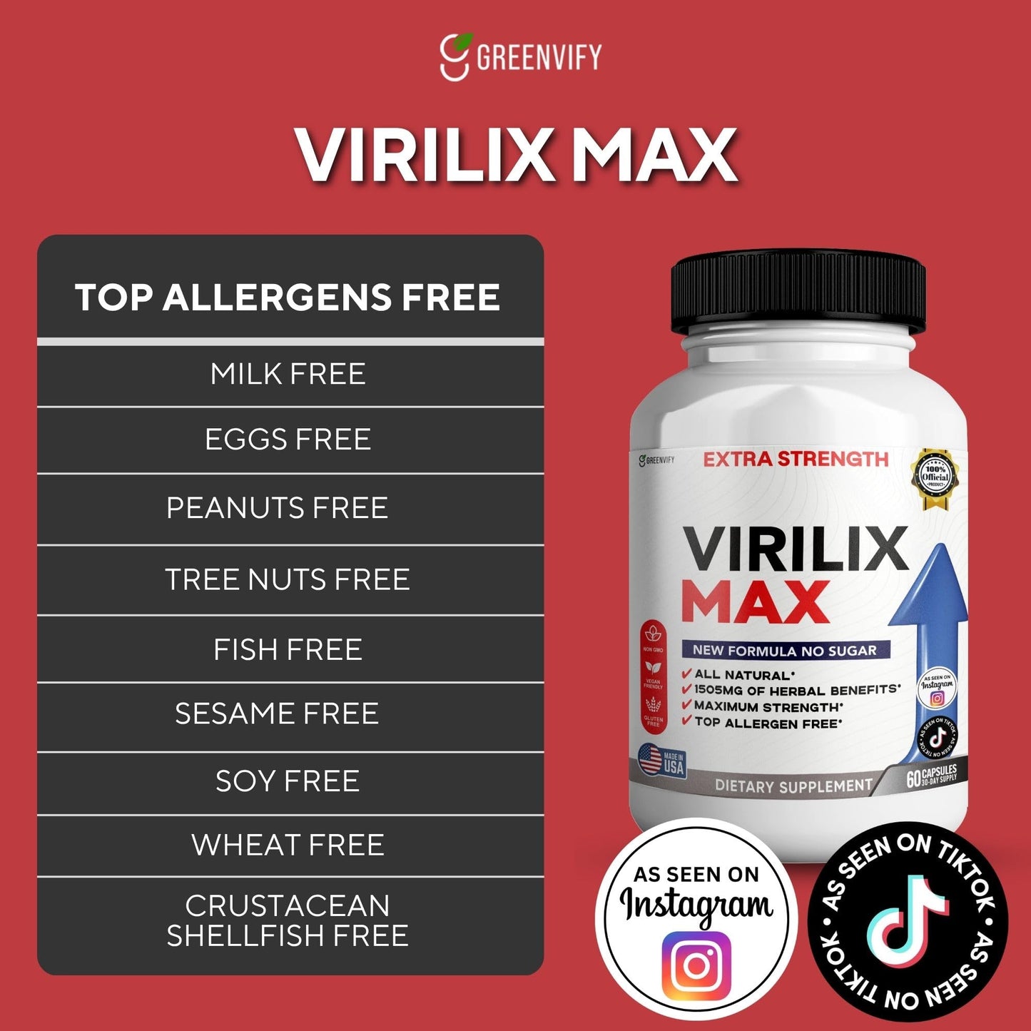 GREENVIFY Virilix MAX Dietary Supplement 60 Capsules