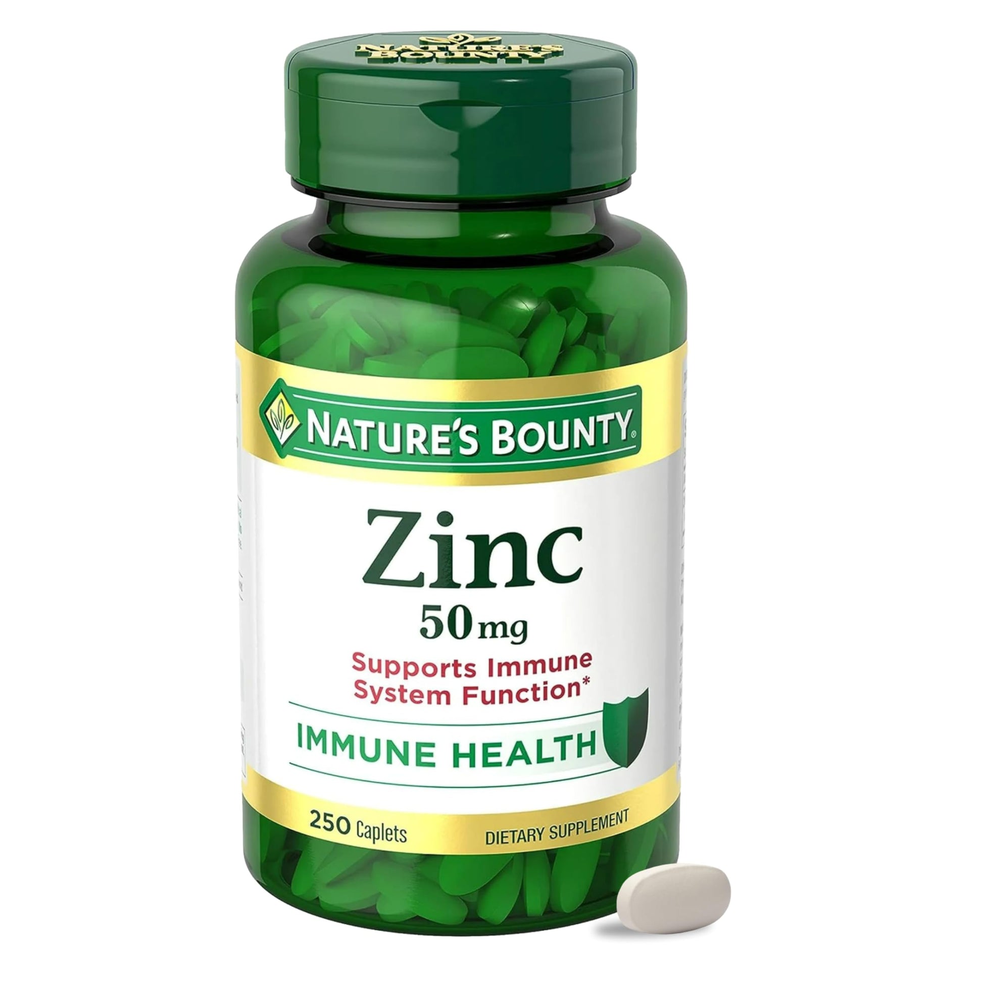 Nature's Bounty Zinc 50mg Immune Support & Antioxidant Supplement Tablets, 250 Count