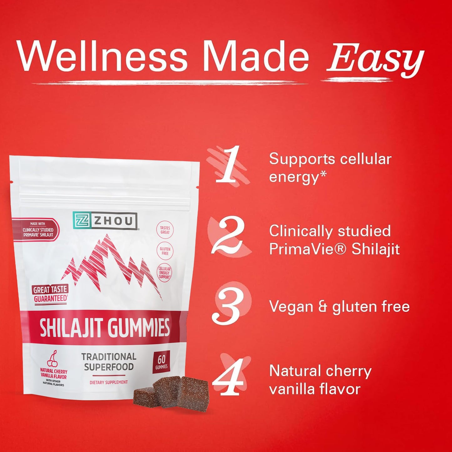 ZHOU Shilajit Gummies Gummy 60 Count