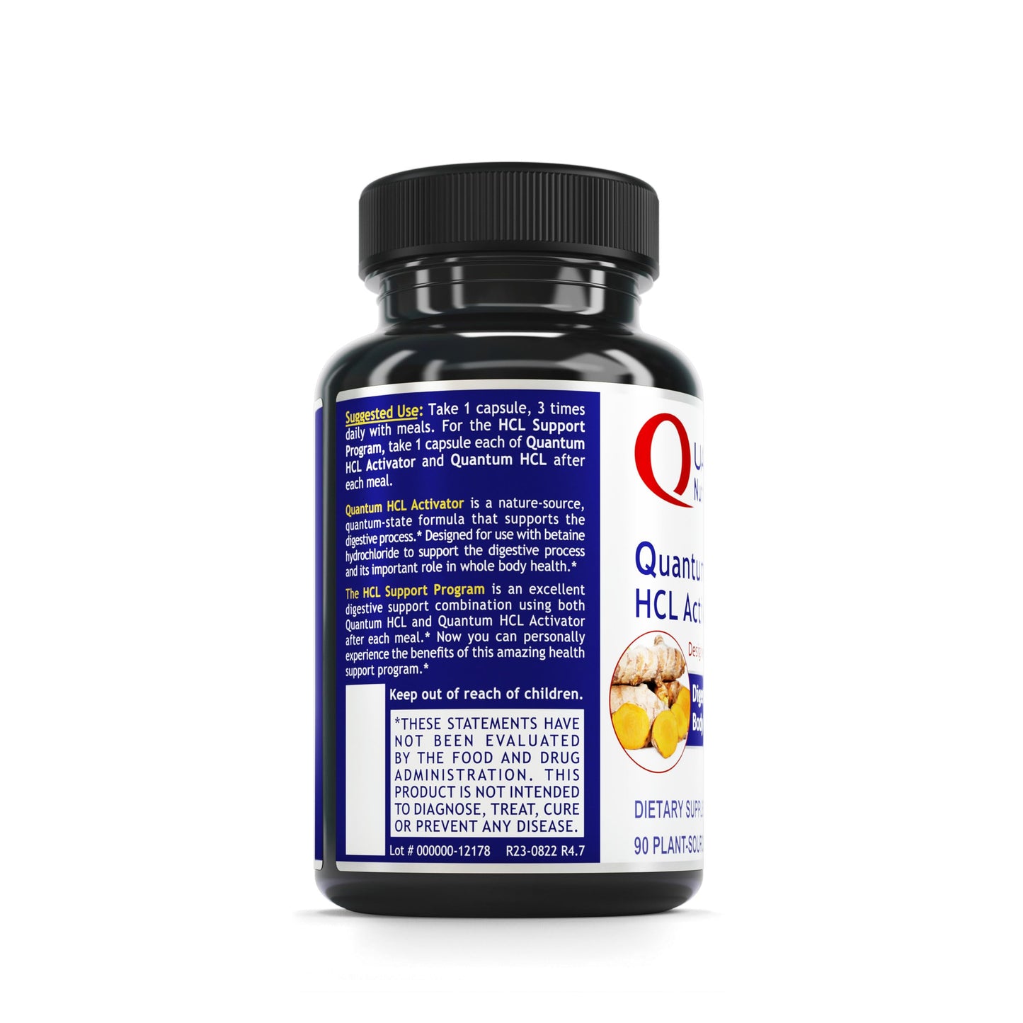 Quantum Nutrition HCL Activator - Pepsin Digestive Enzymes Capsules 90 Count