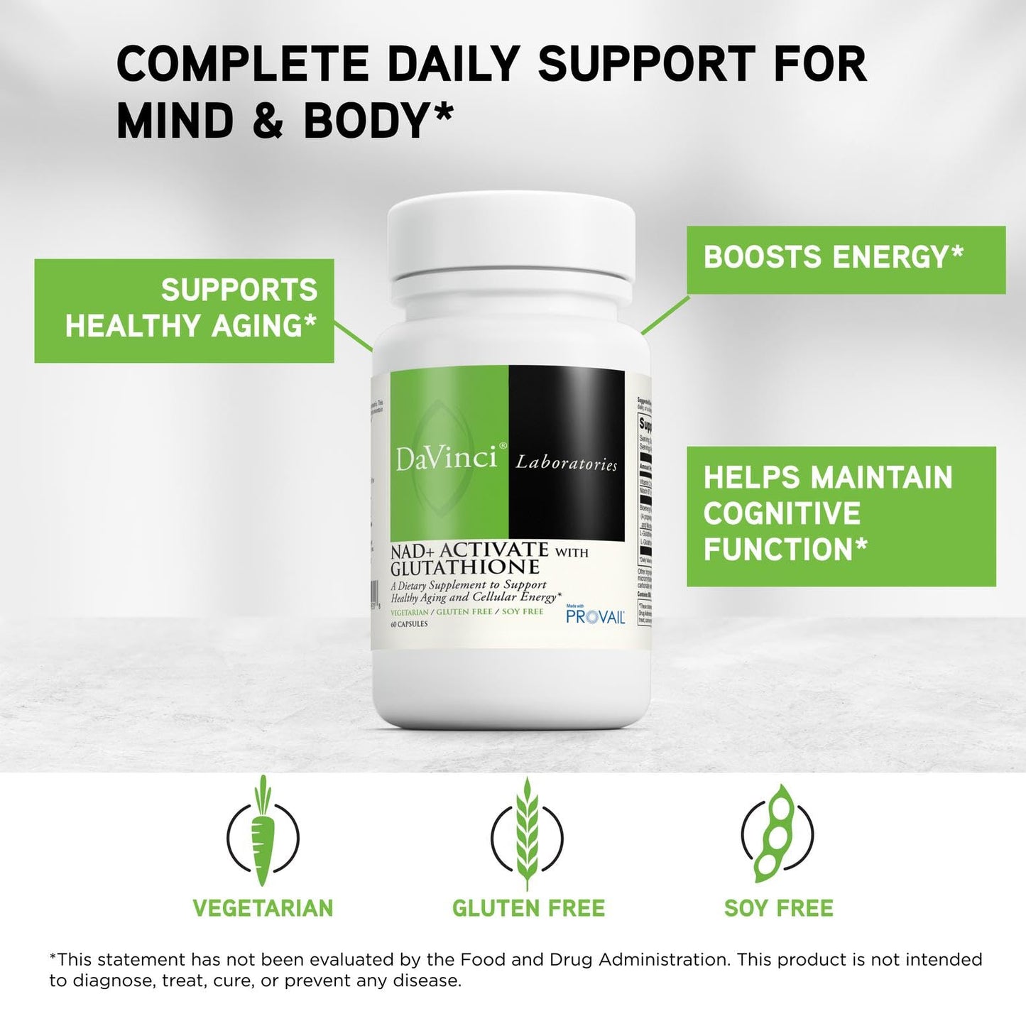 DAVINCI NAD+ Activate with Glutathione Capsule, 60 Count