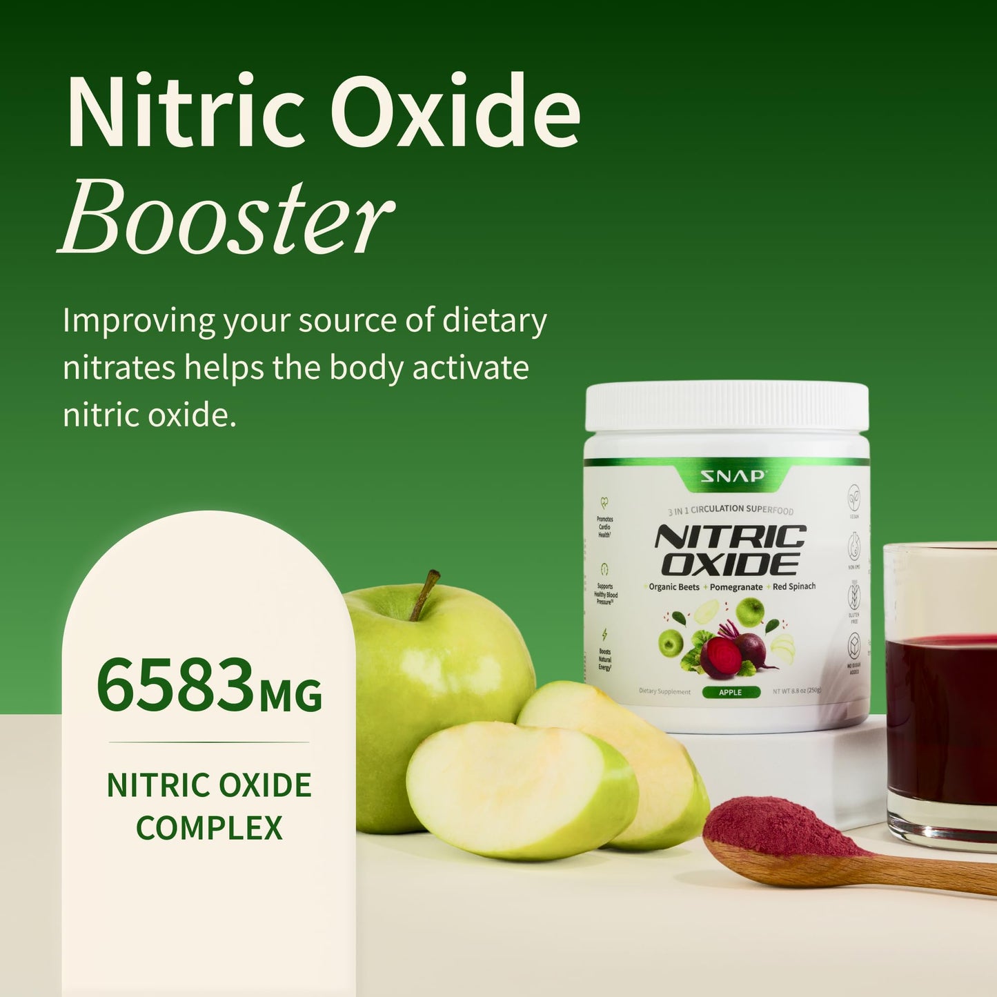 Snap Supplements Organic Beet Root Powder Nitric Oxide Supplement, 8.8 oz