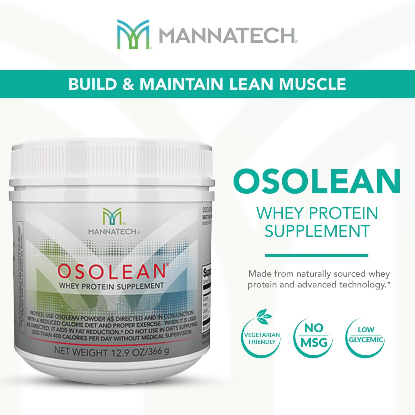 Mannatech Protein Powder OsoLean Canister 12.9 oz