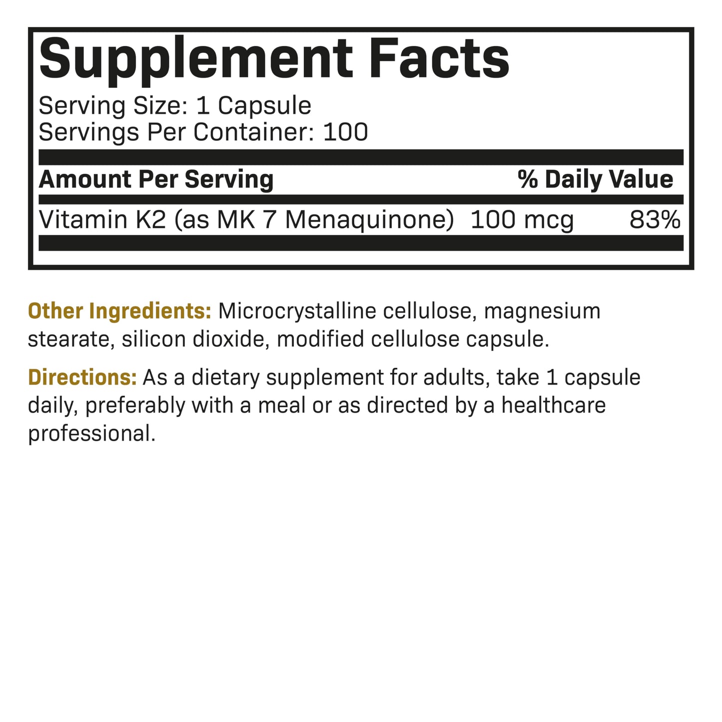 Futurebiotics Vitamin K2 as MK-7 100 mcg Capsule, 100 Count