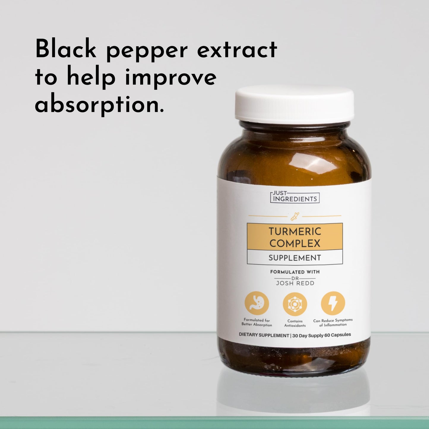 JUST INGREDIENTS Turmeric Complex Supplement Organic Turmeric Extract with Resveratrol, Boswellia & Black Pepper, 60 Capsules