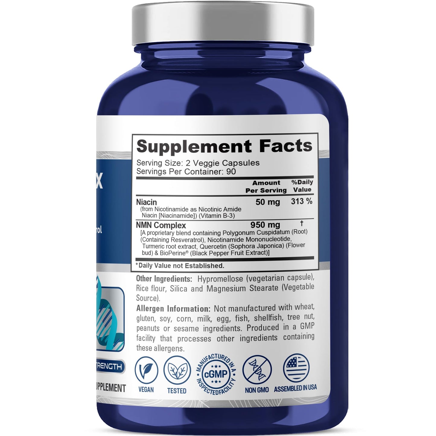 NusaPure NMN Complex 1,000 mg per Serving with Resveratrol, Turmeric Root, Quercetin & BioPerine, 180 Vegan Capsules