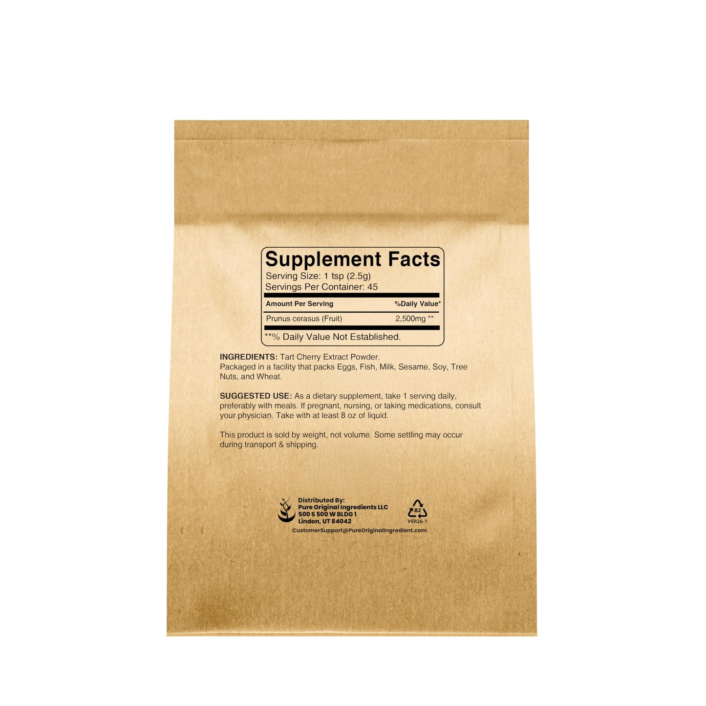 Pure Original Ingredients Tart Cherry Extract Powder, 4 oz
