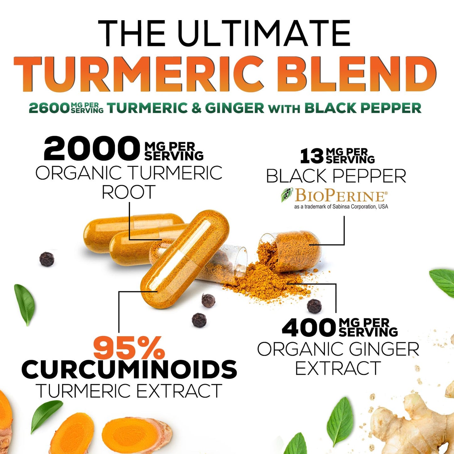Nature's Nutrition Turmeric Curcumin Supplement Capsules 240 Count