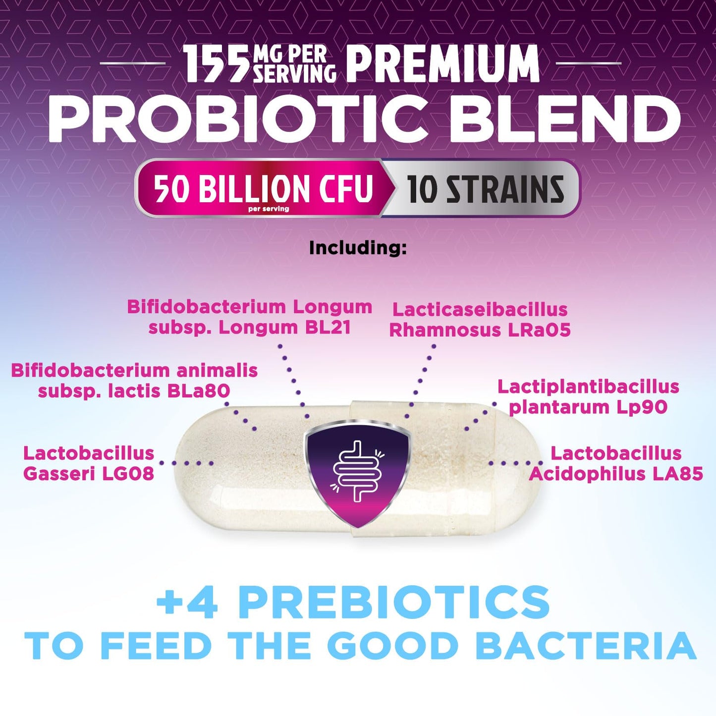 Nature's Nutrition Probiotics Capsule 120 Count - 50 Billion CFU per Capsule, 10 Strains & Prebiotics