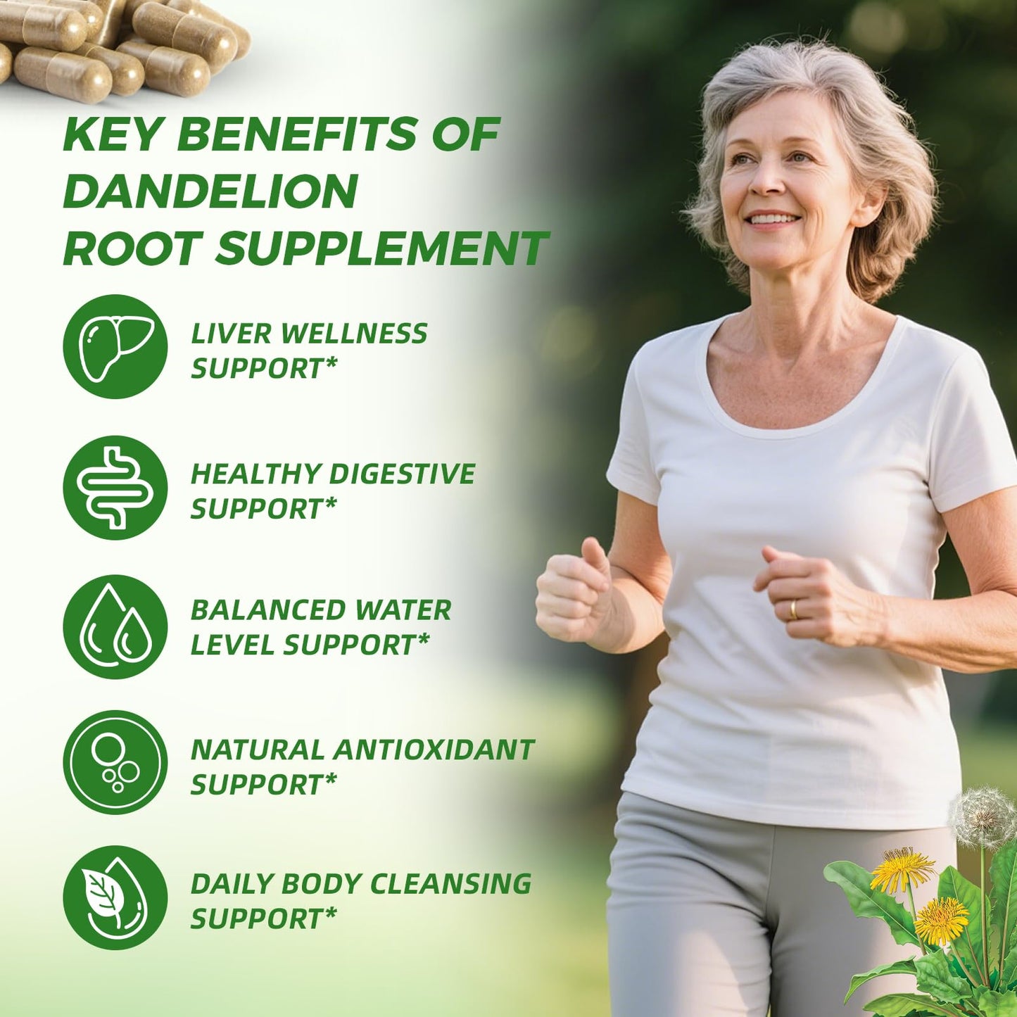 DIATMOON Dandelion Root Supplement 3750mg Capsules 120 Count