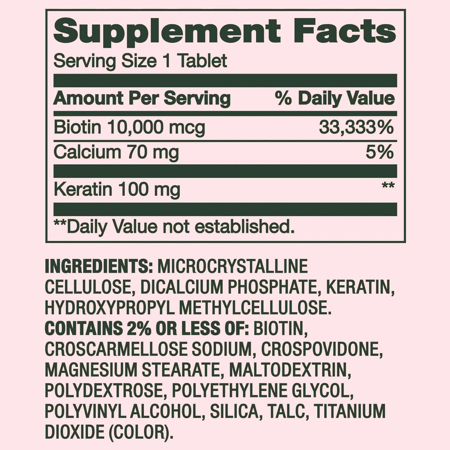 Generic Biotin + Keratin Tablets, 60 Count